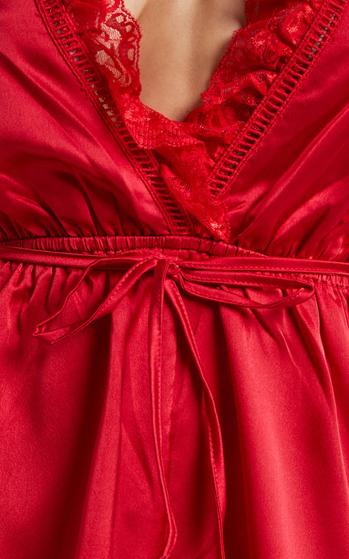 Night After Night Romper in Red Satin