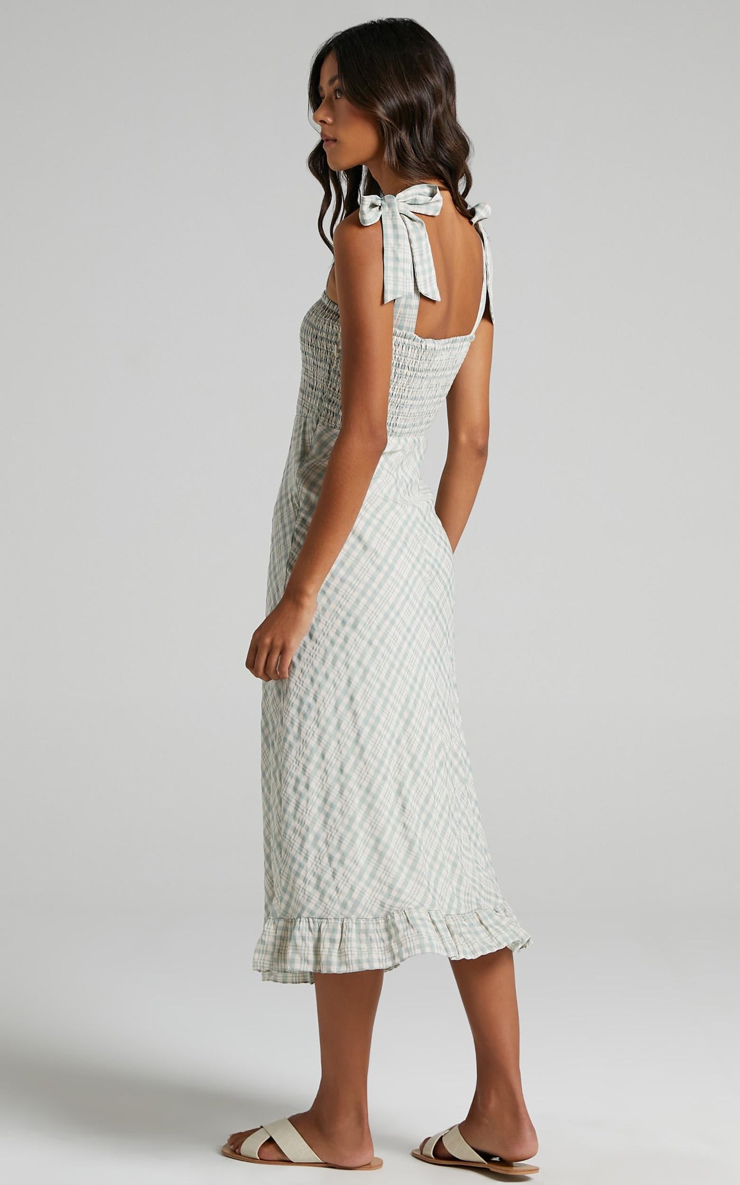 Regan Dress in Sage Check
