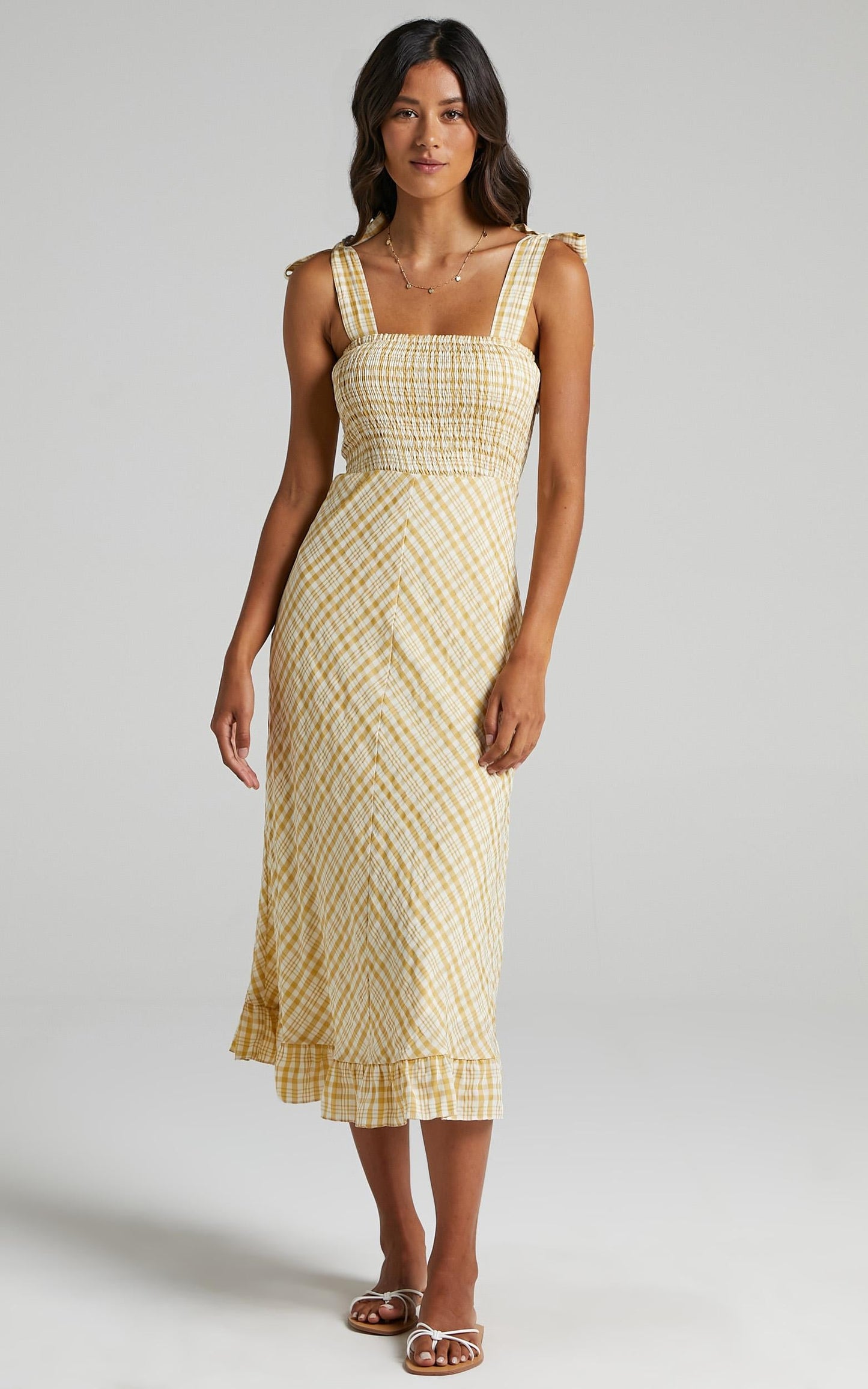 Regan Dress in Mustard Check