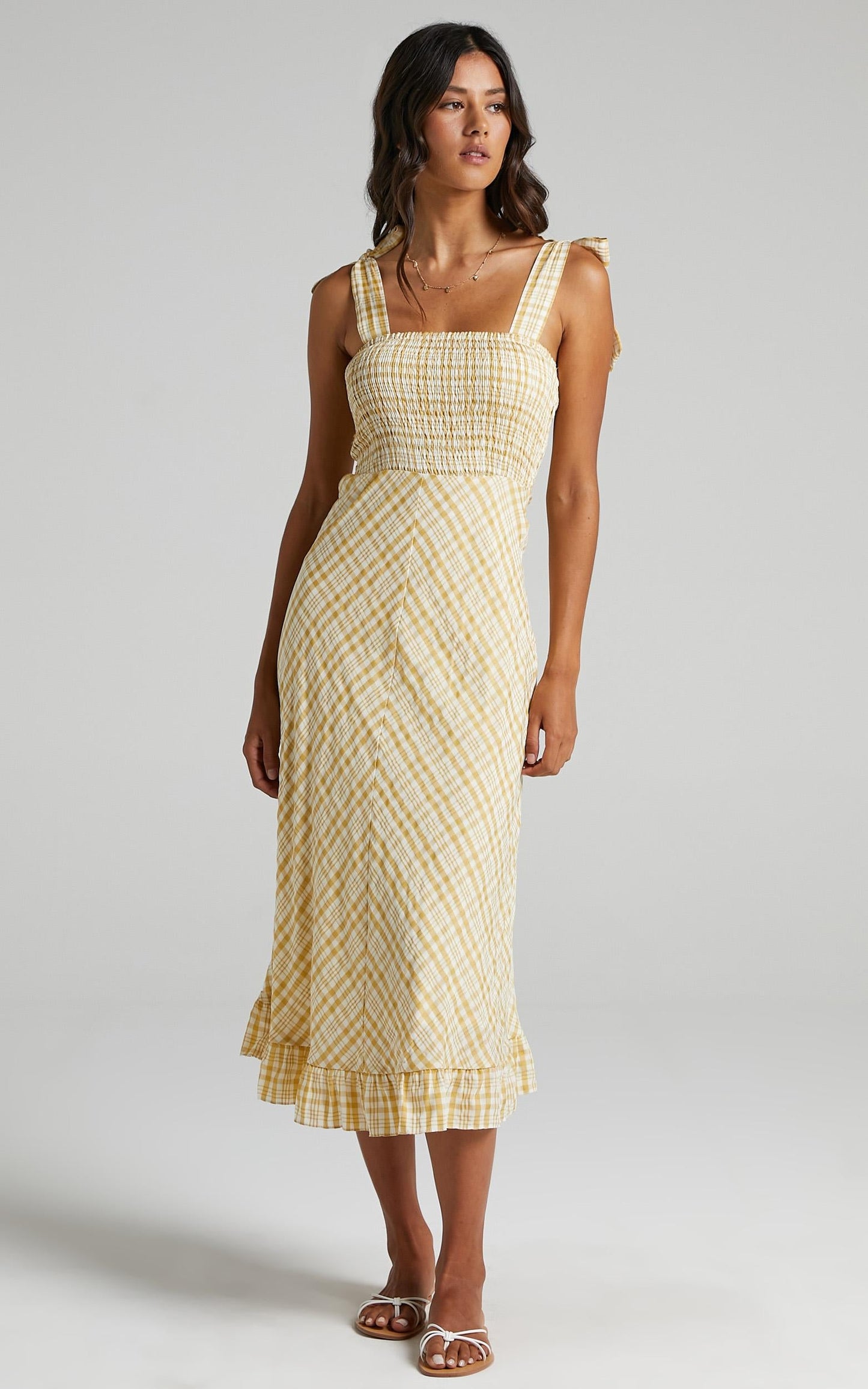Regan Dress in Mustard Check