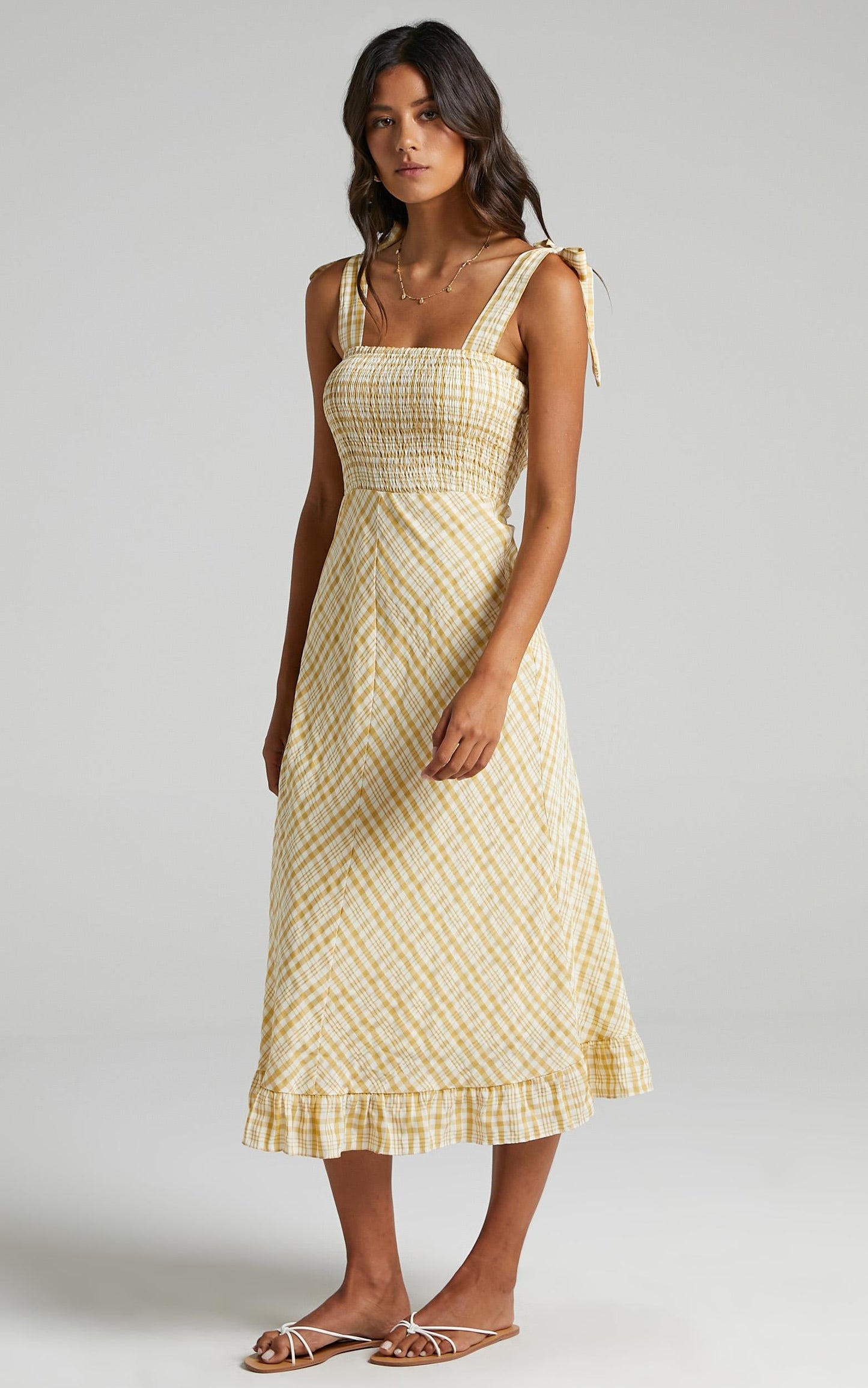 Regan Dress in Mustard Check