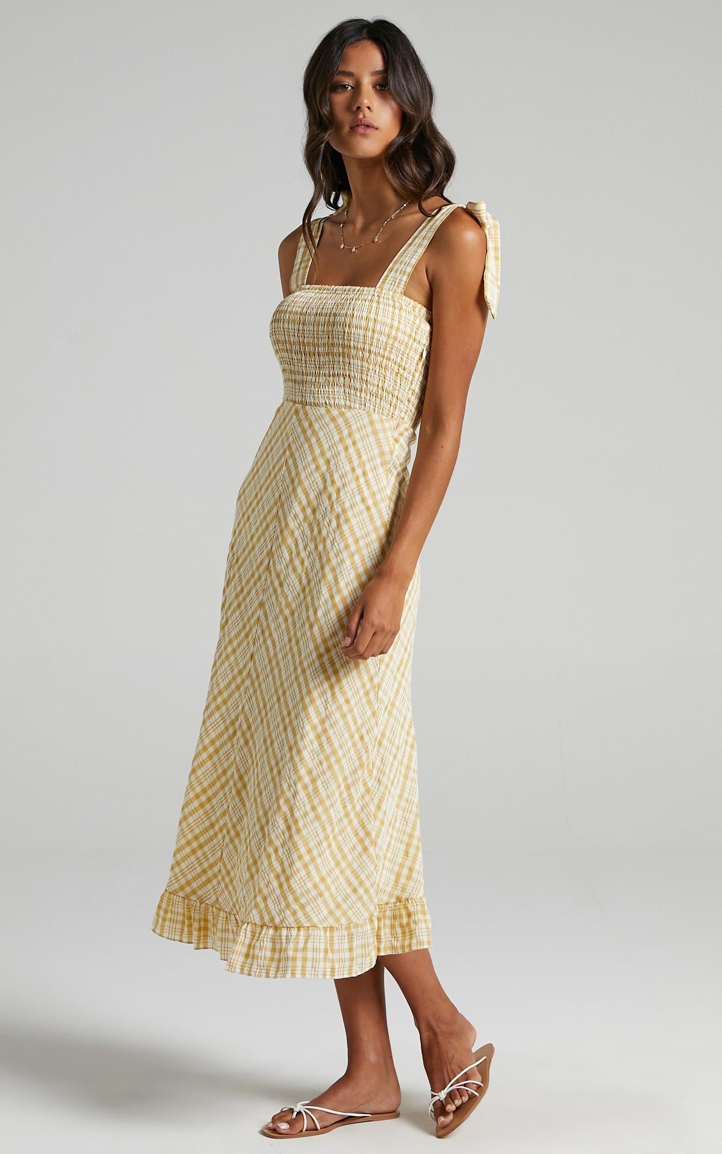 Regan Dress in Mustard Check