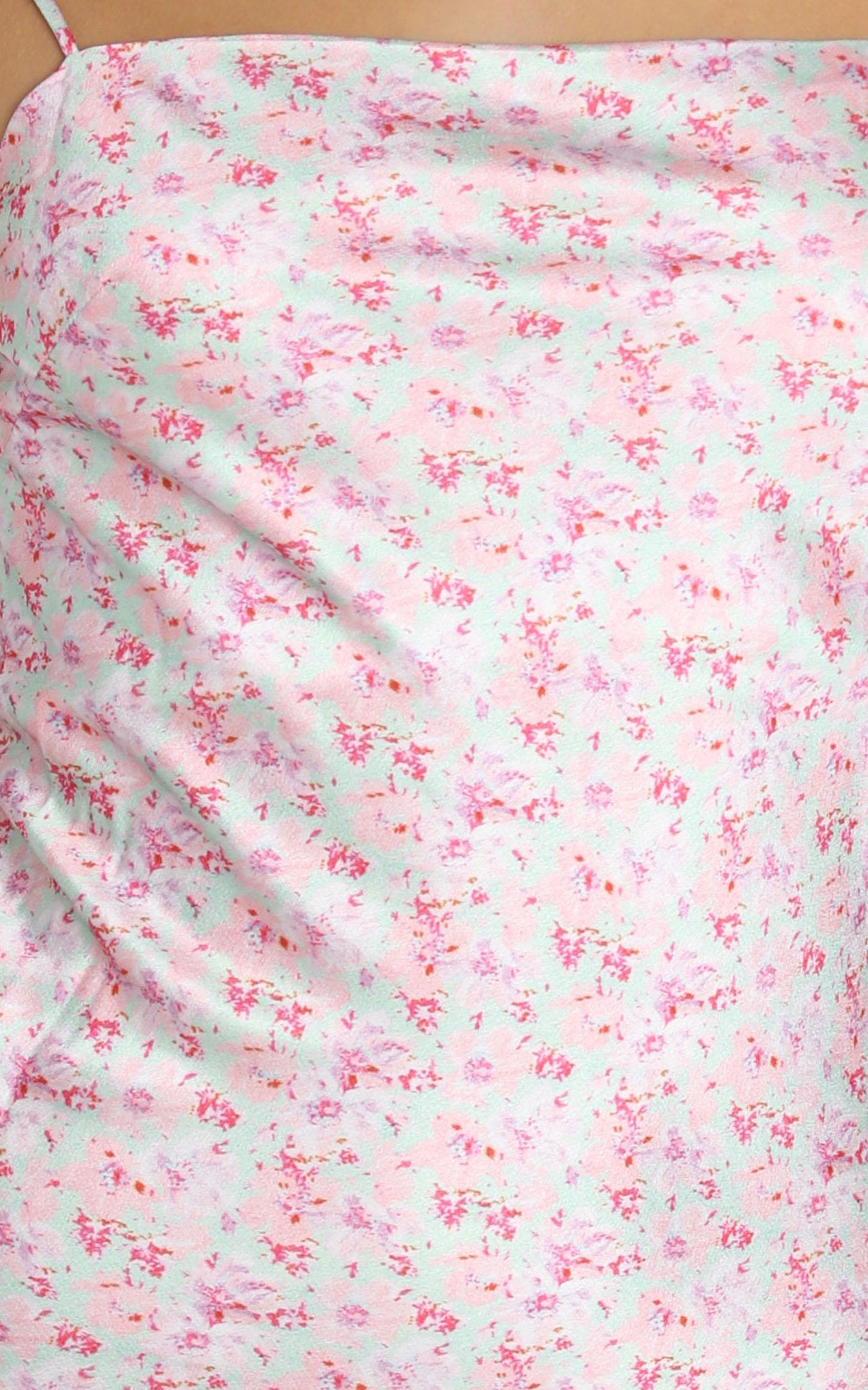 Regina Satin Slip Dress in Pink Floral