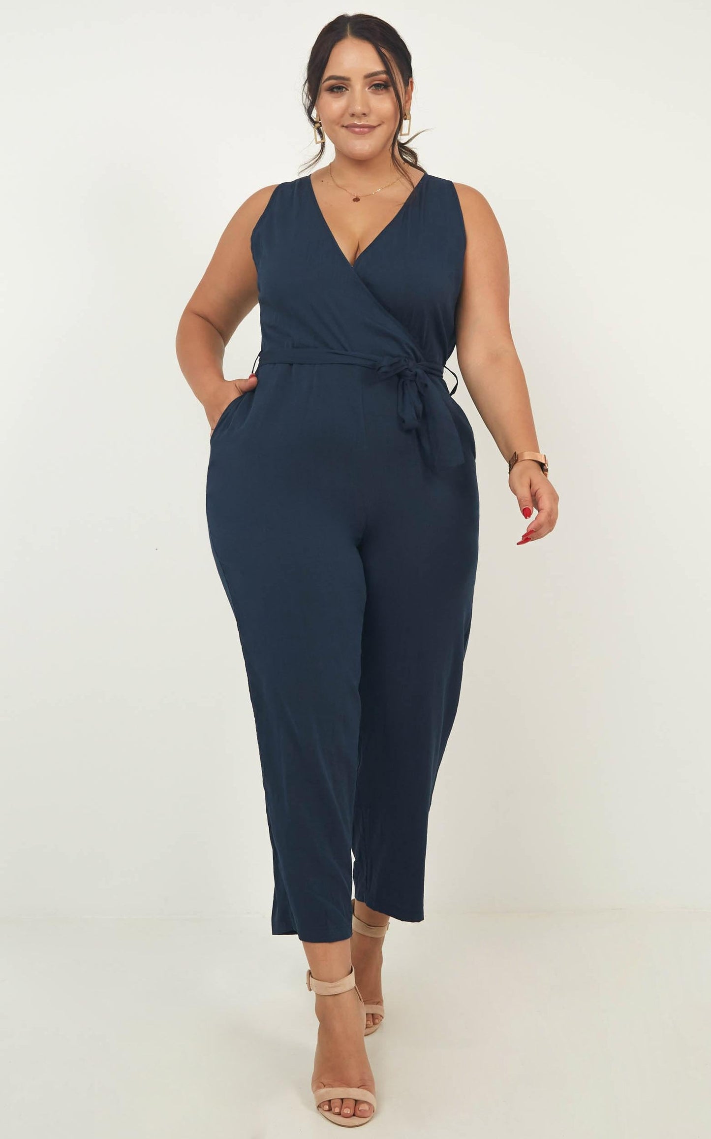 Leadership Jumpsuit In Navy Linen Look