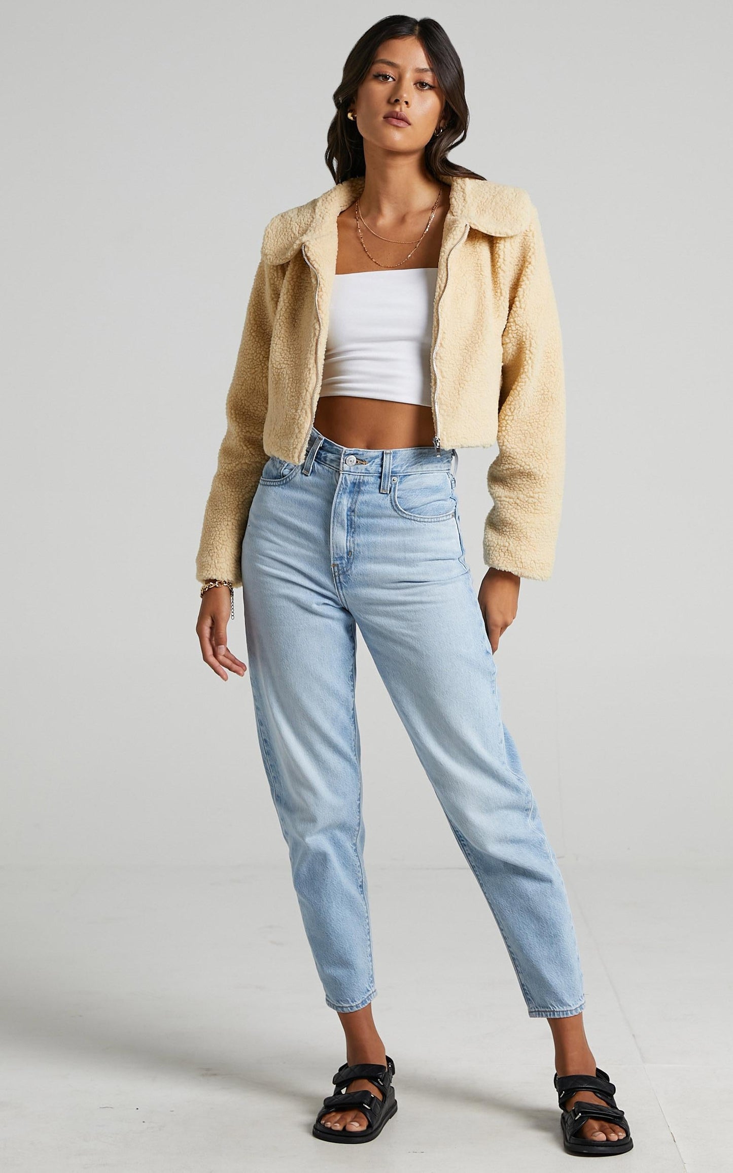 Forever Cuddling Jacket In Beige Teddy