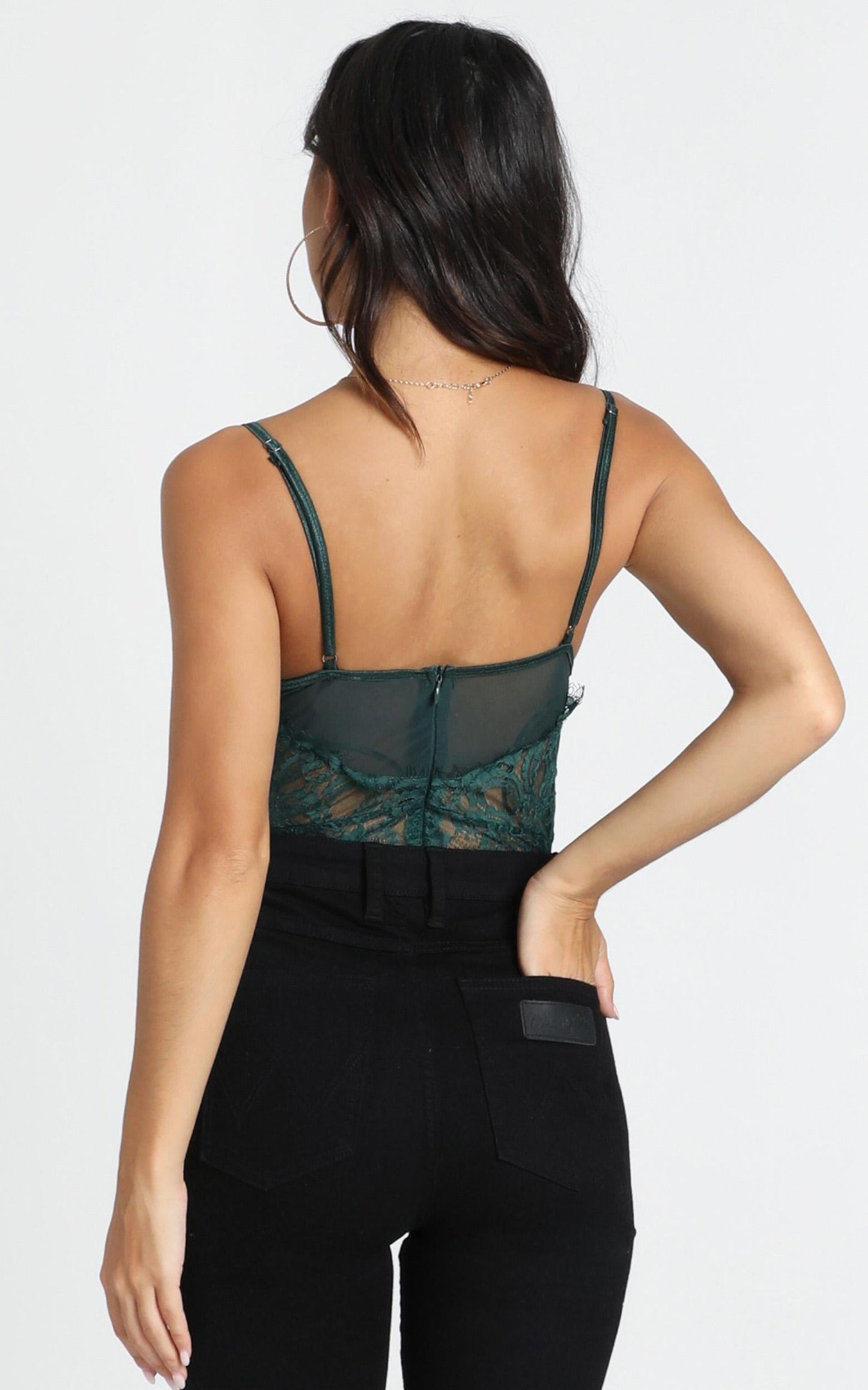 Voicemail Bodysuit In Emerald Lace