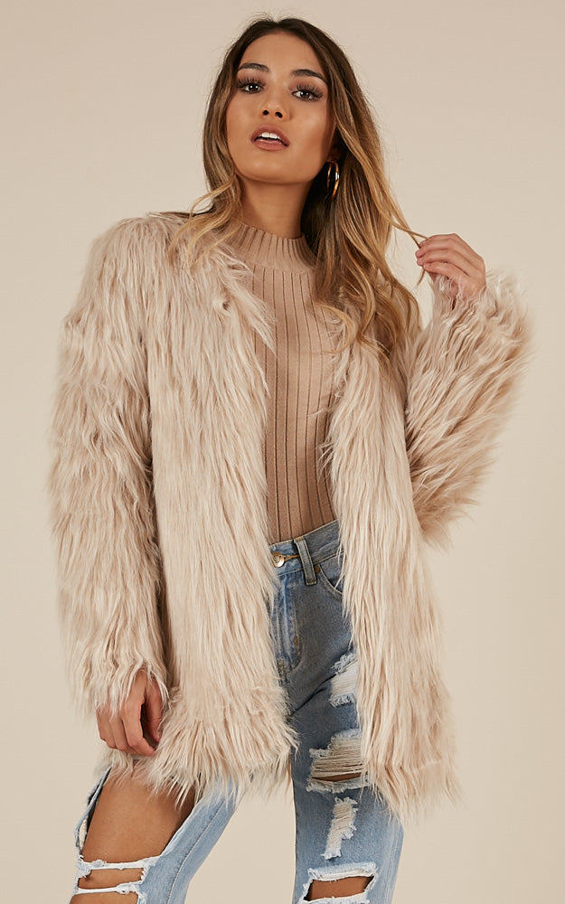 Faux Real Coat in Blush