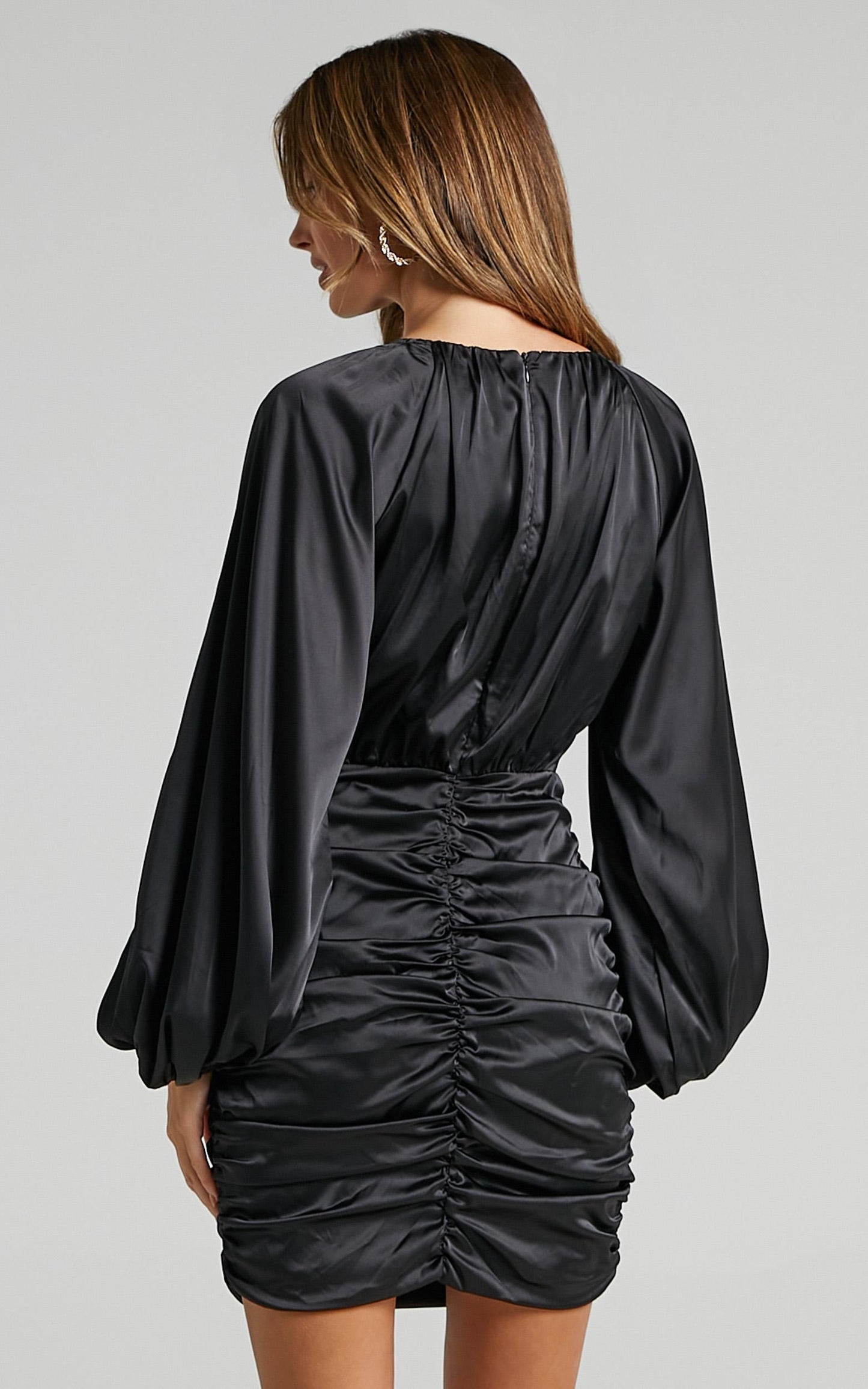 Ata Dress in Black Satin