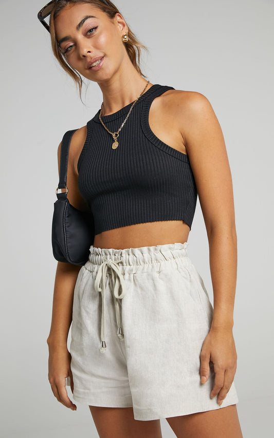 River Wild Shorts in Beige Linen Look