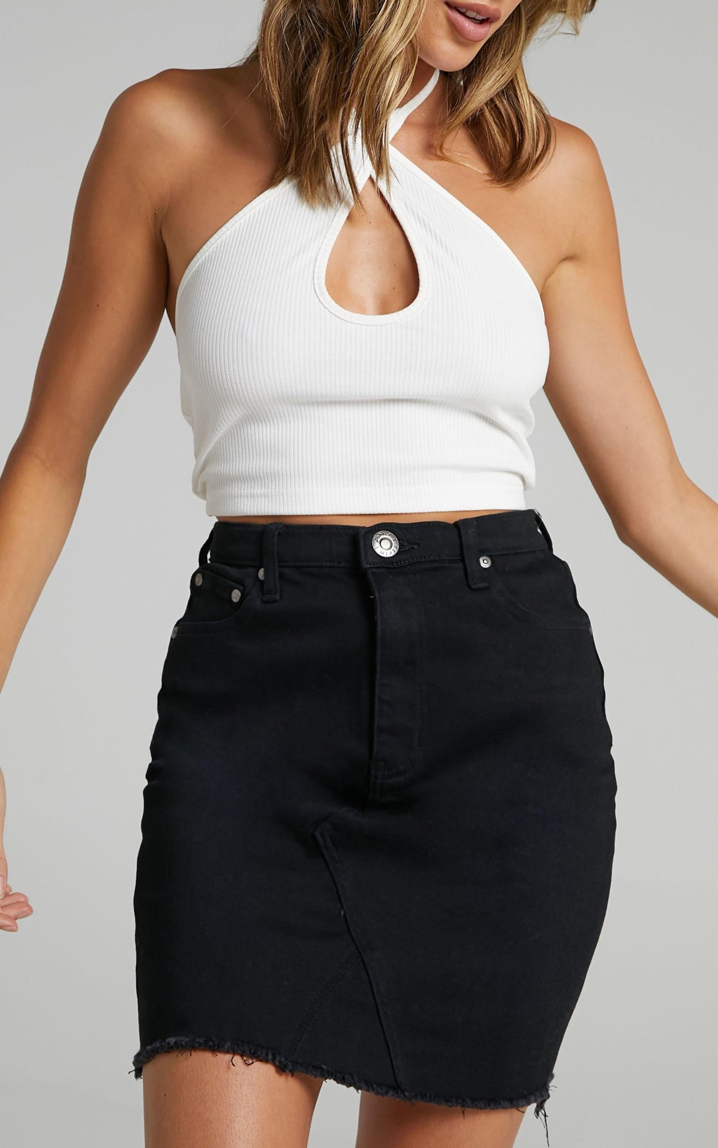 San Diego Mini Skirt - Denim Skirt in Black Wash