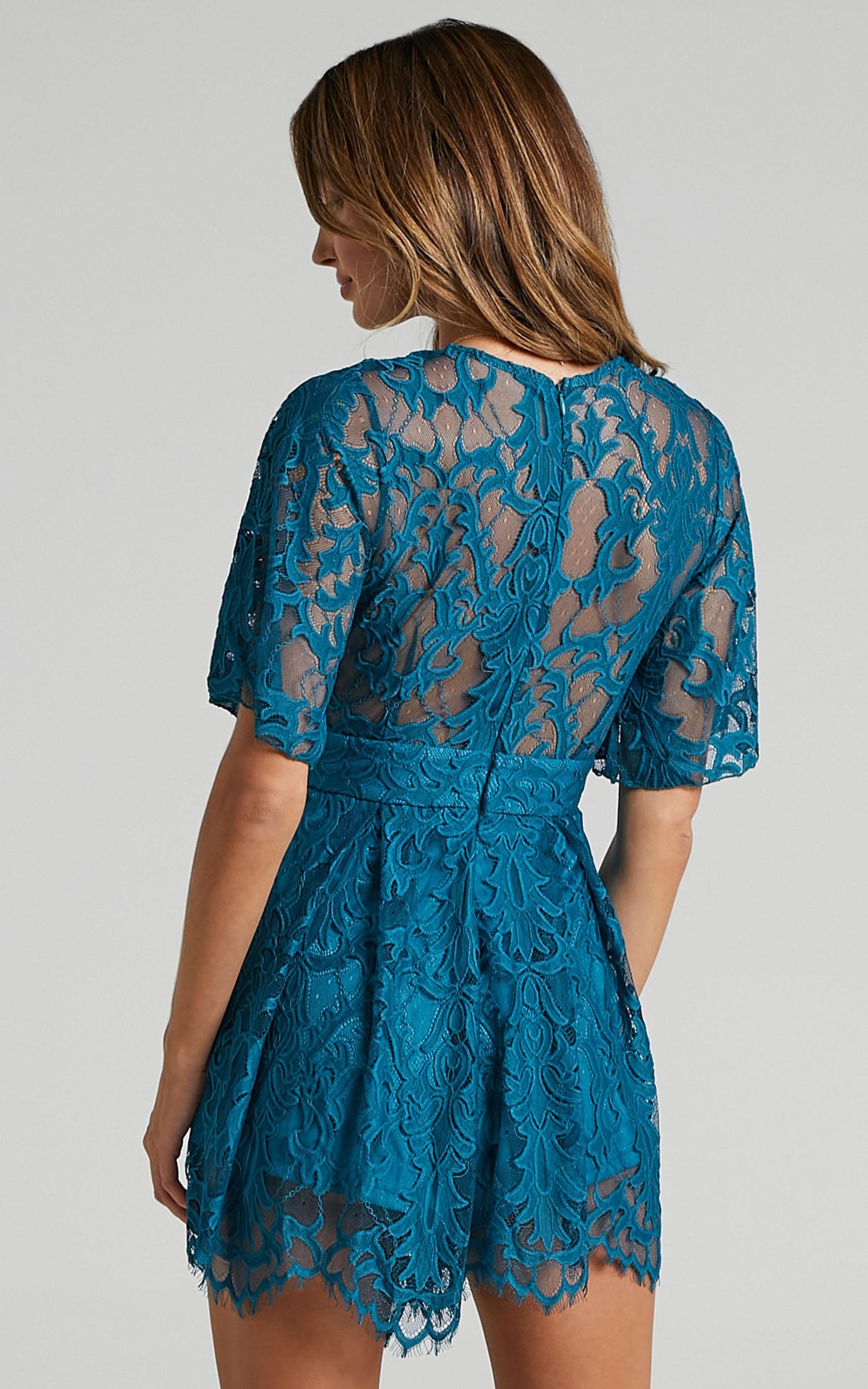 Break the Bar playsuit in teal lace