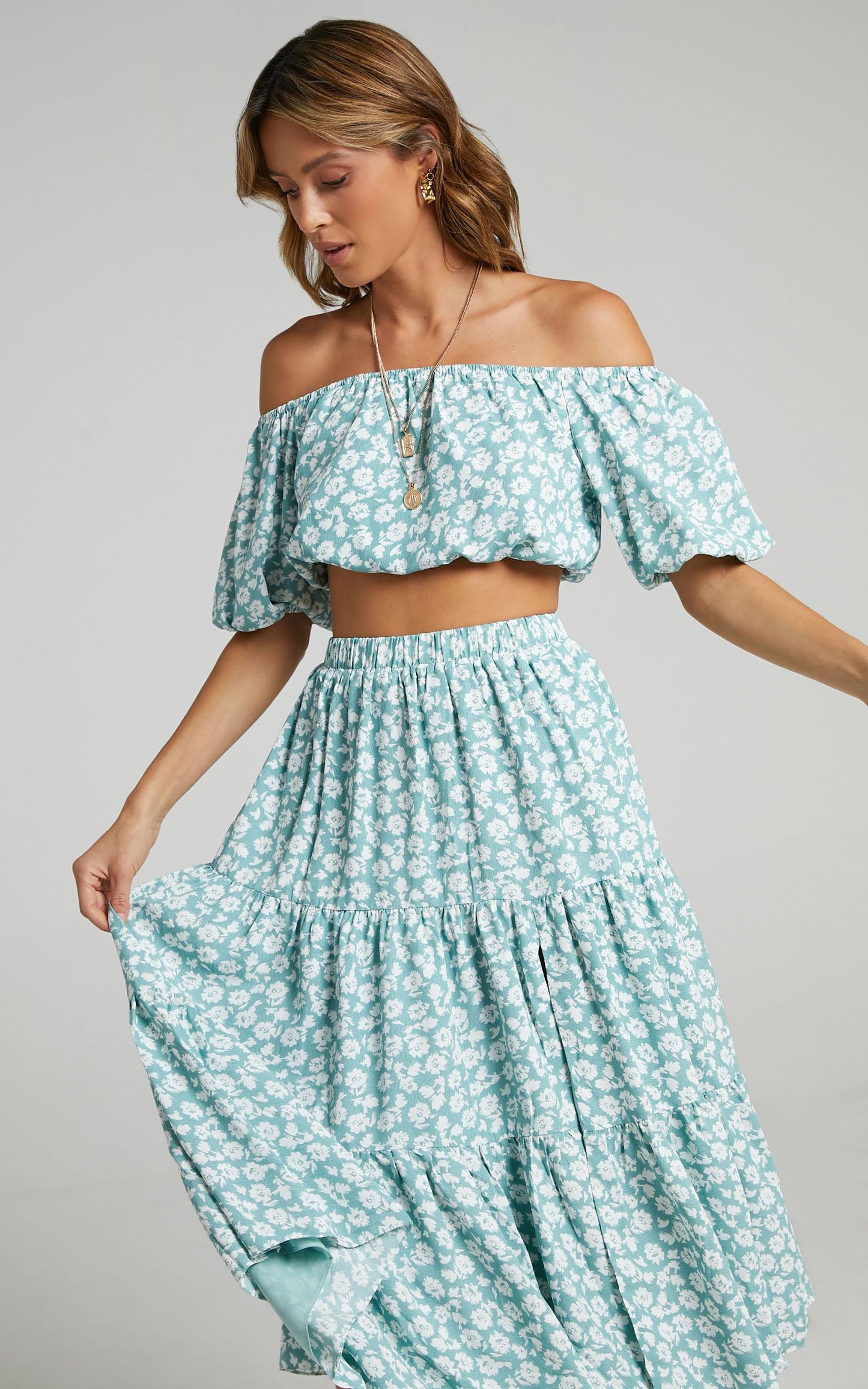 Distant Memory Two Piece Set in Sage Floral