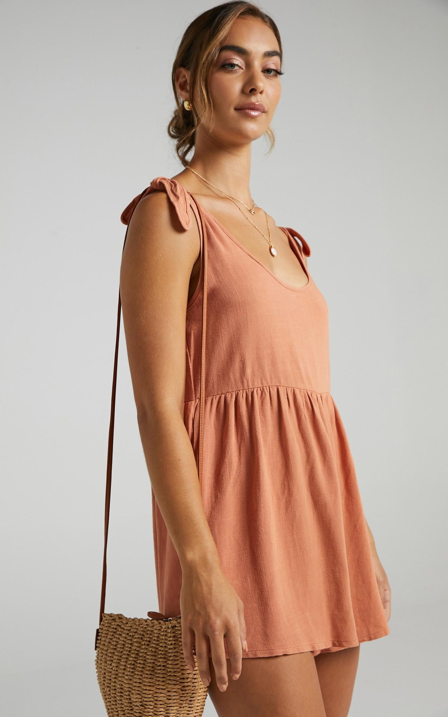 Bring This Down Playsuit in Dusty Rose