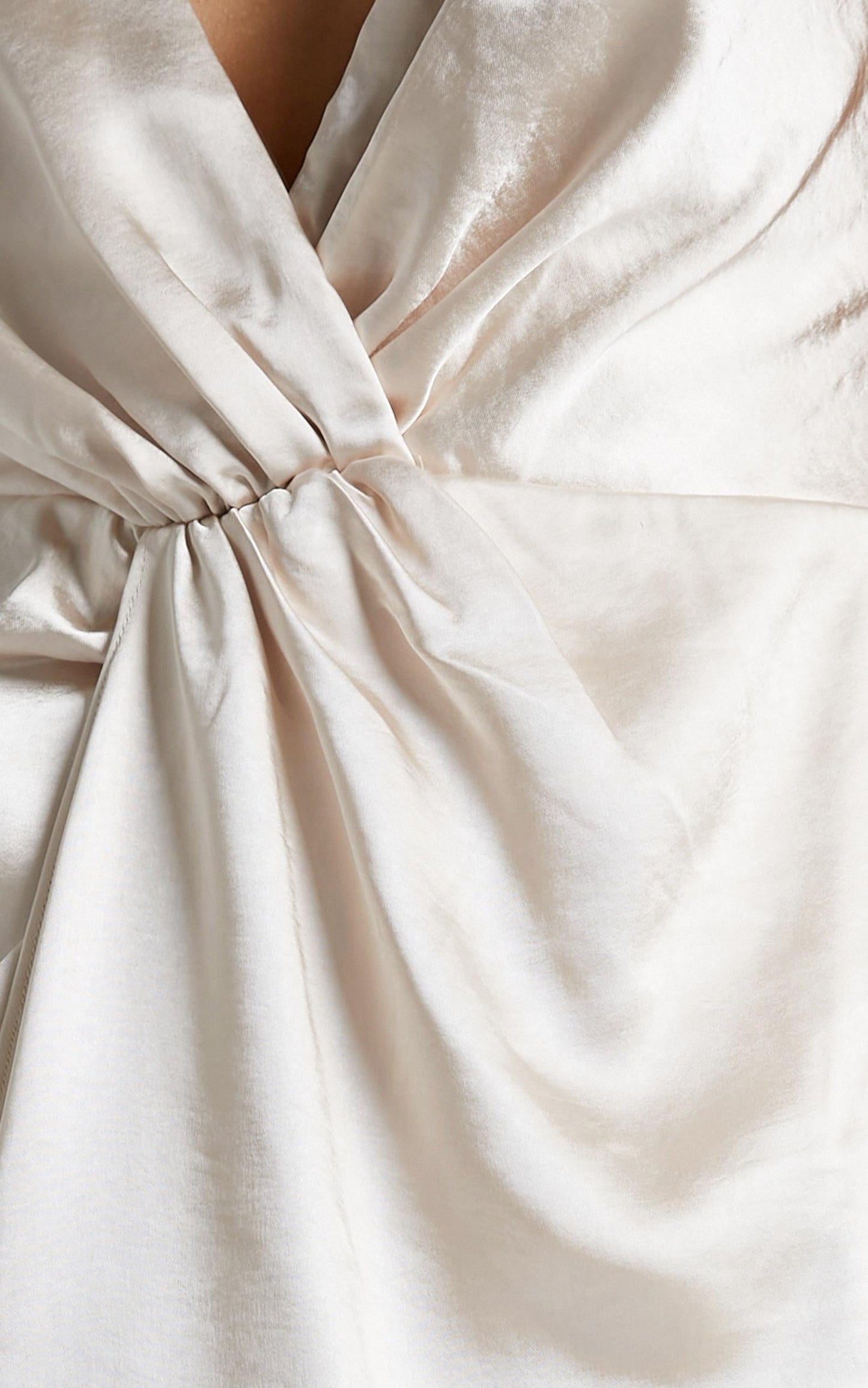Jayne Twist Front Maxi dress in Champagne Satin