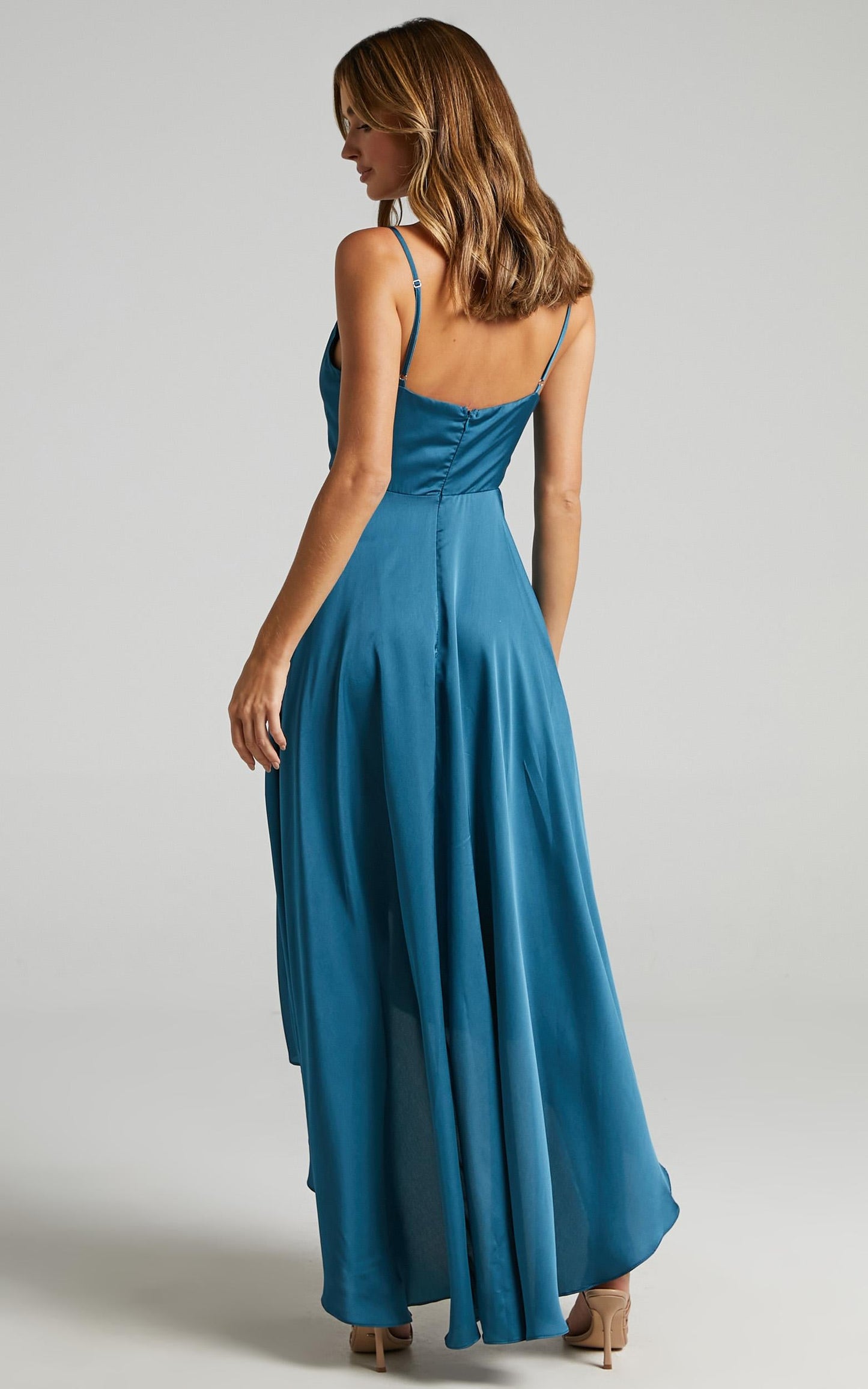 Light The Way Dress in Teal Satin