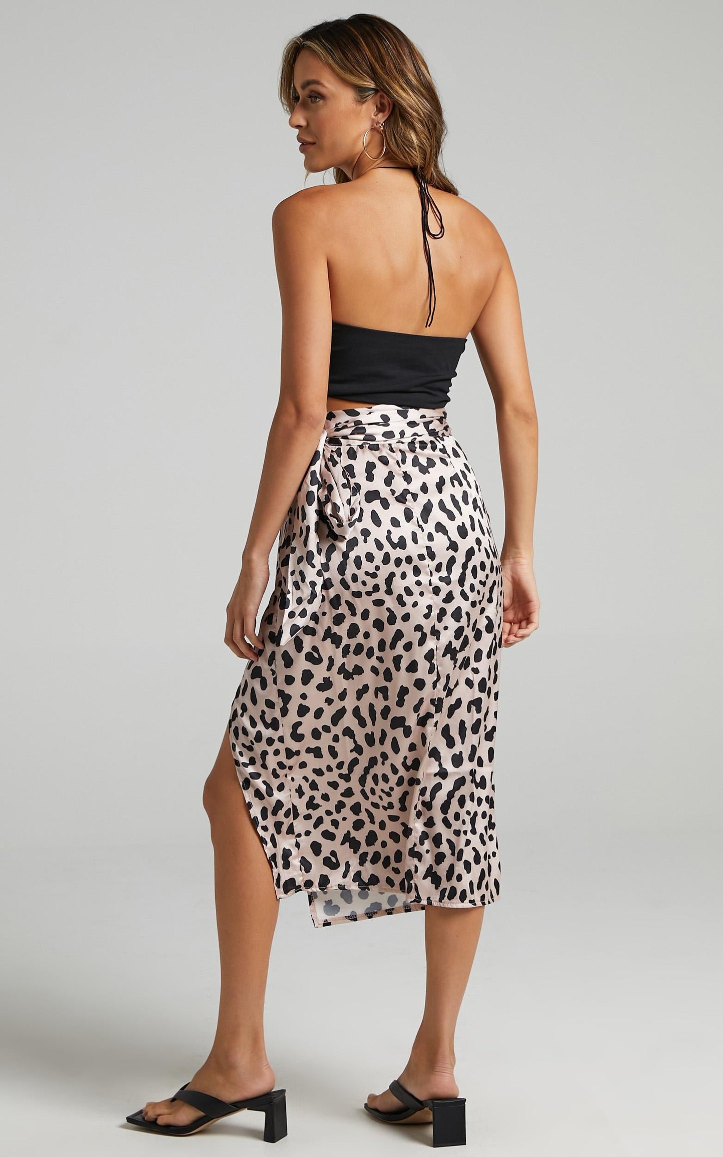 Madame Bovary Midi Skirt in Leopard Print Satin