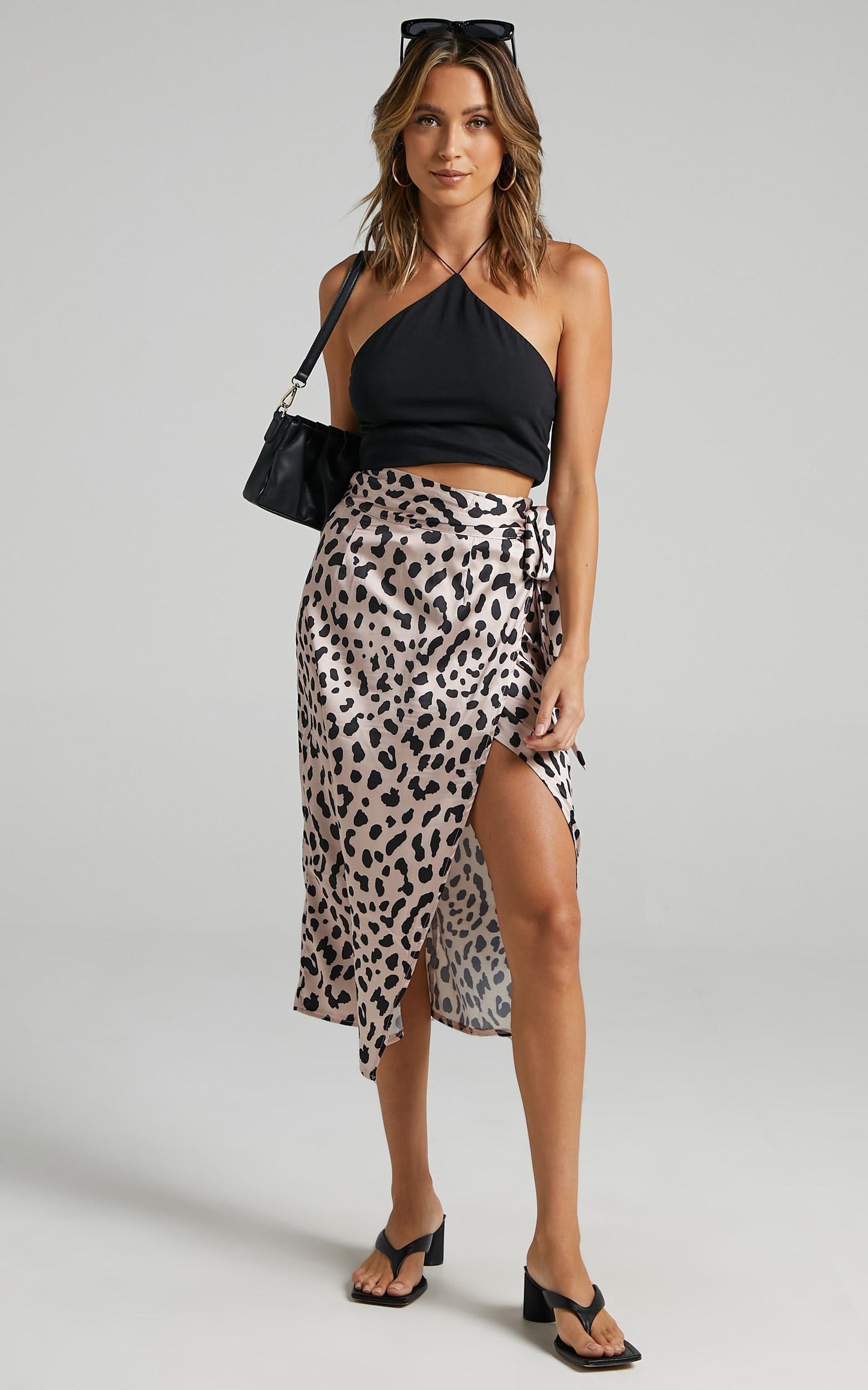 Madame Bovary Midi Skirt in Leopard Print Satin