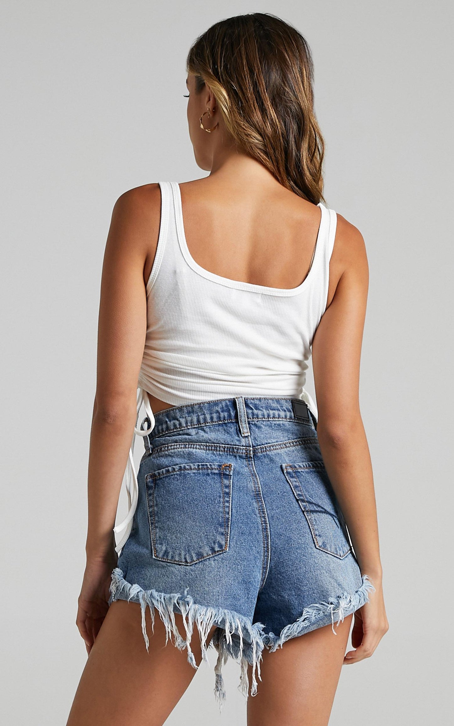 Found The Light High Rise Denim Shorts in Mid Wash