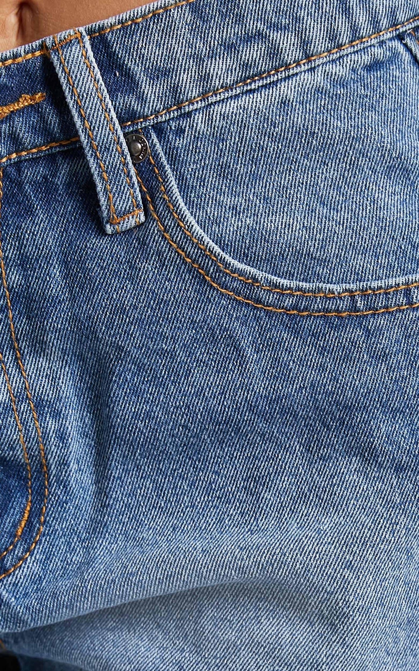 Found The Light High Rise Denim Shorts in Mid Wash