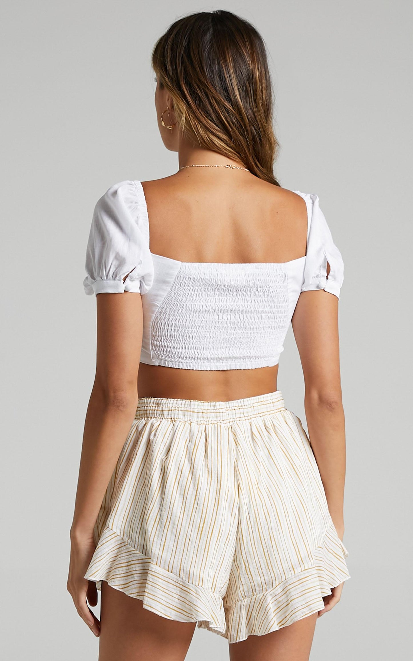 Beach Vibes Shorts in Mustard Stripe