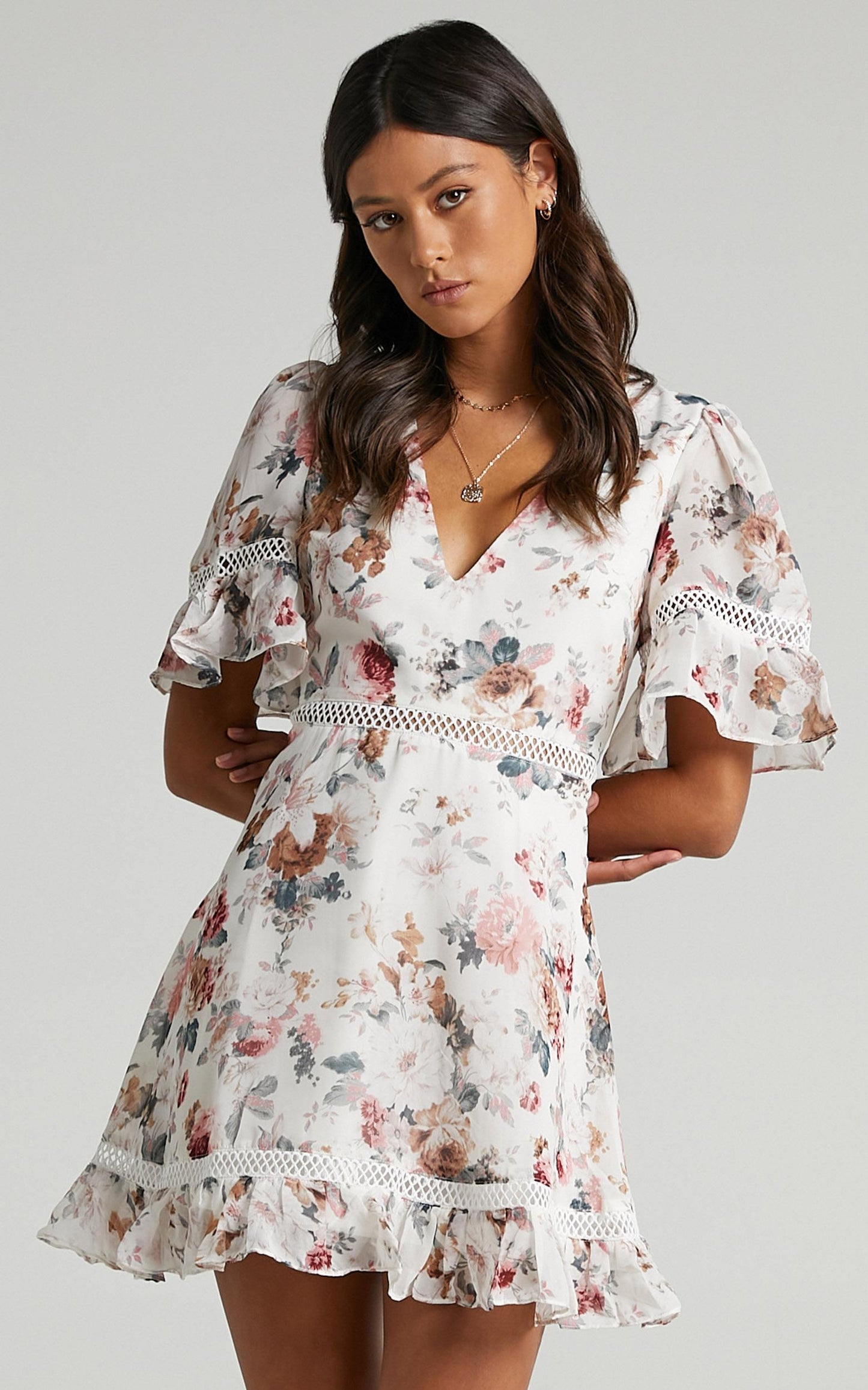 My Darkest Night Dress in White Floral