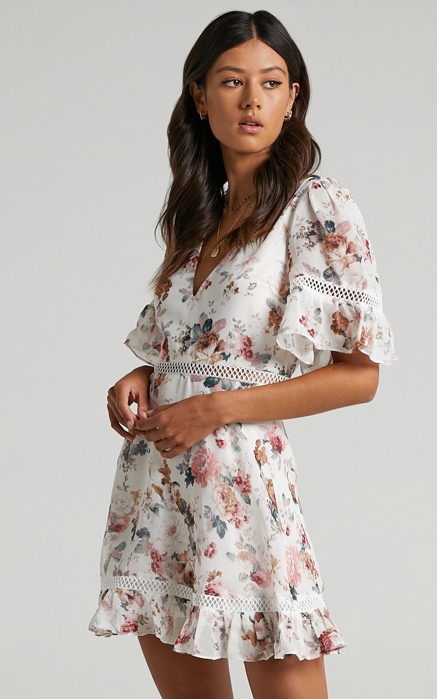 My Darkest Night Dress in White Floral