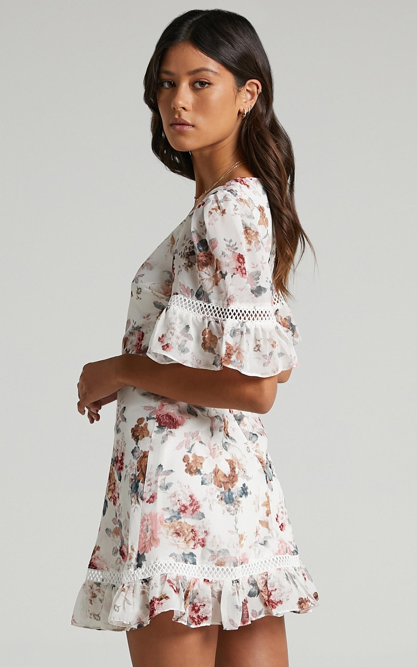 My Darkest Night Dress in White Floral