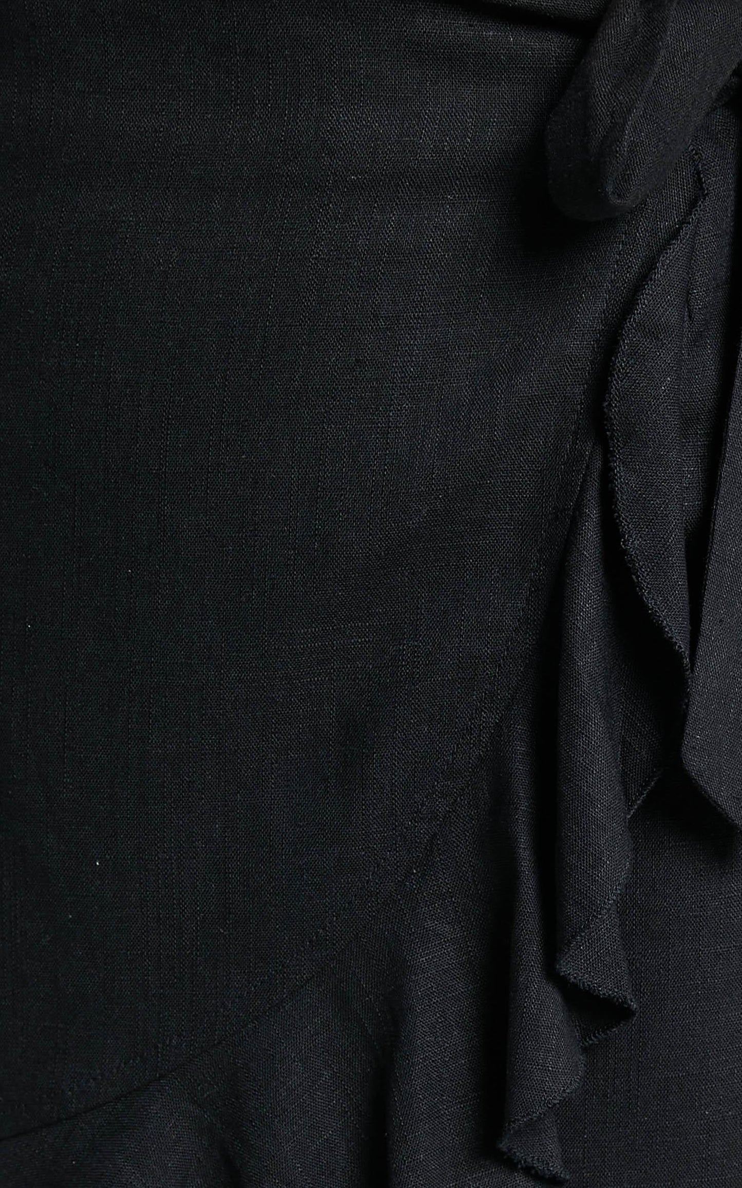 Over And Under Skirt in Black Linen Look