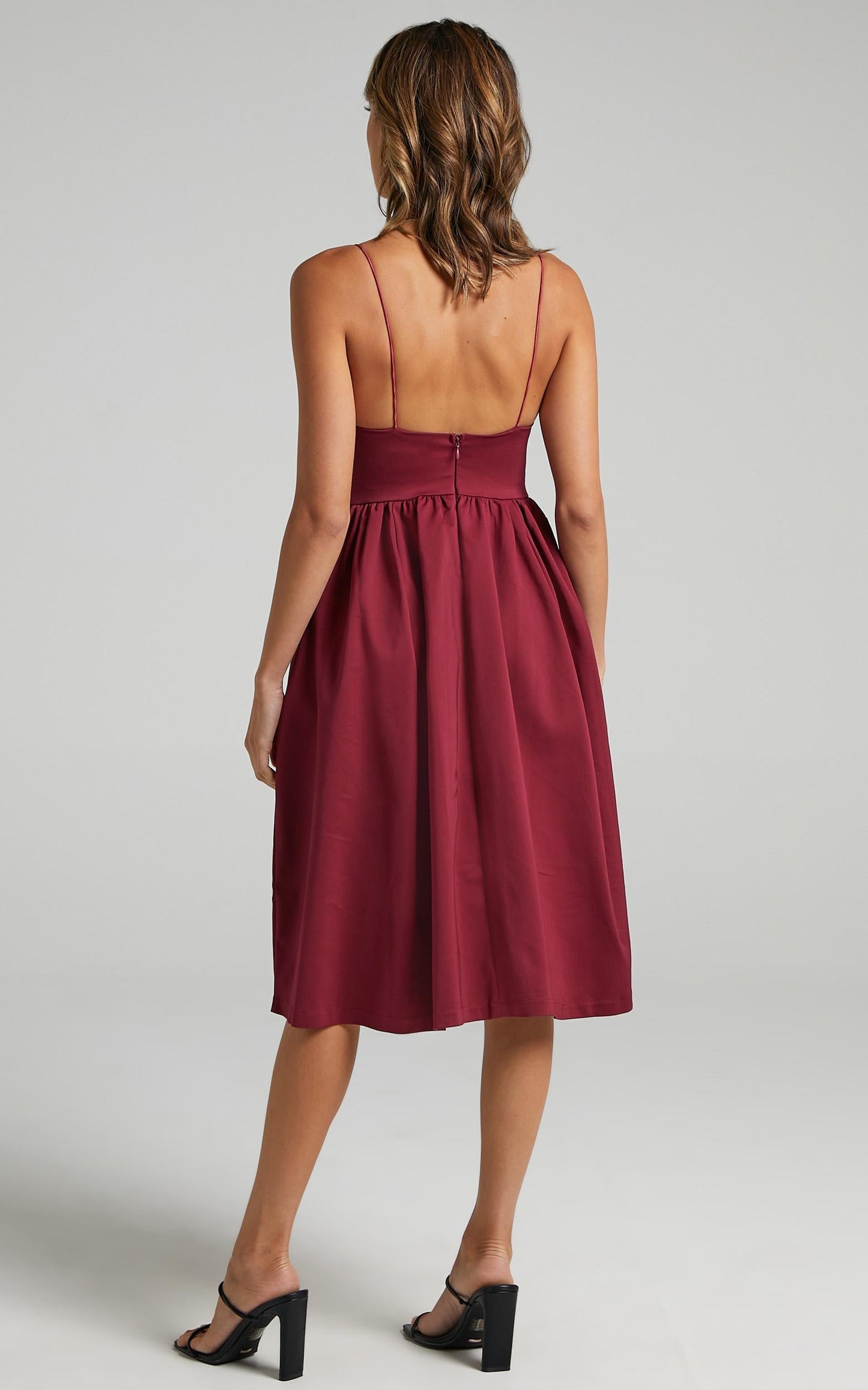 Wild Nights A-line Spaghetti Strap Dress in Wine