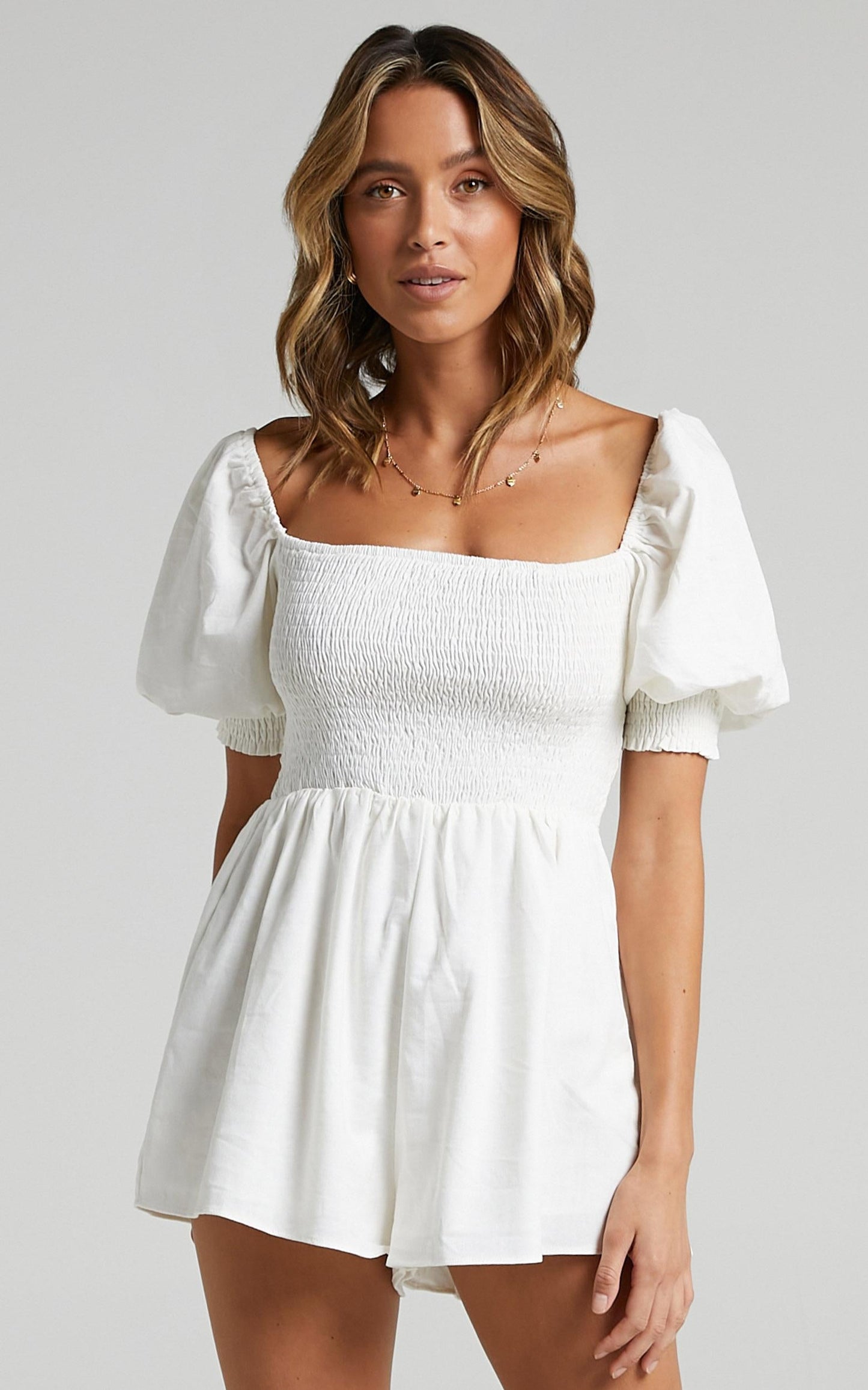 Take Action Playsuit in White Linen Look