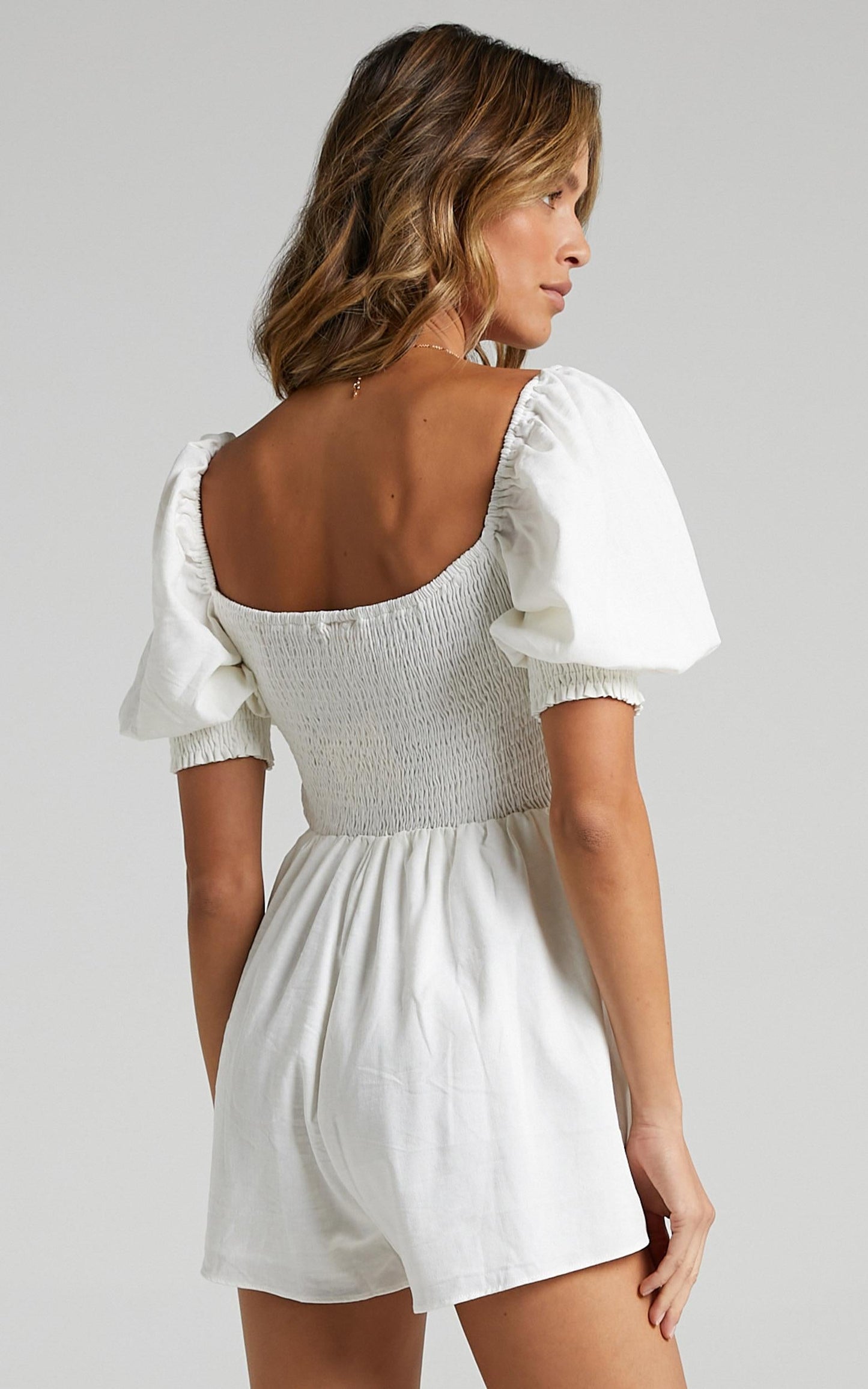 Take Action Playsuit in White Linen Look