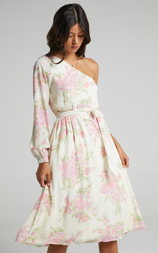 The Cerise Midi dress in Cream Floral