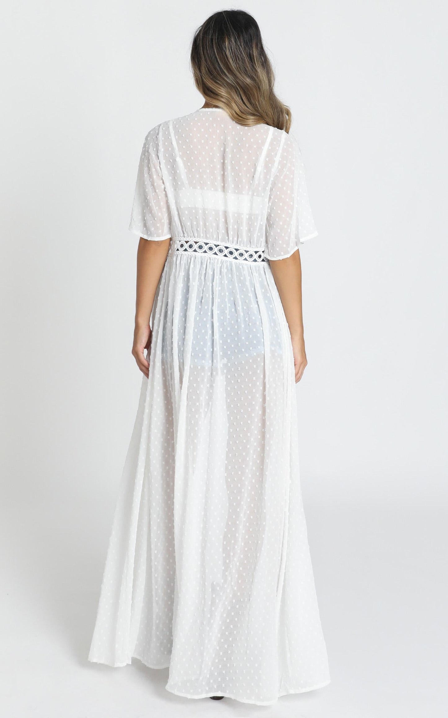 Dandelion Kimono In White Dobby