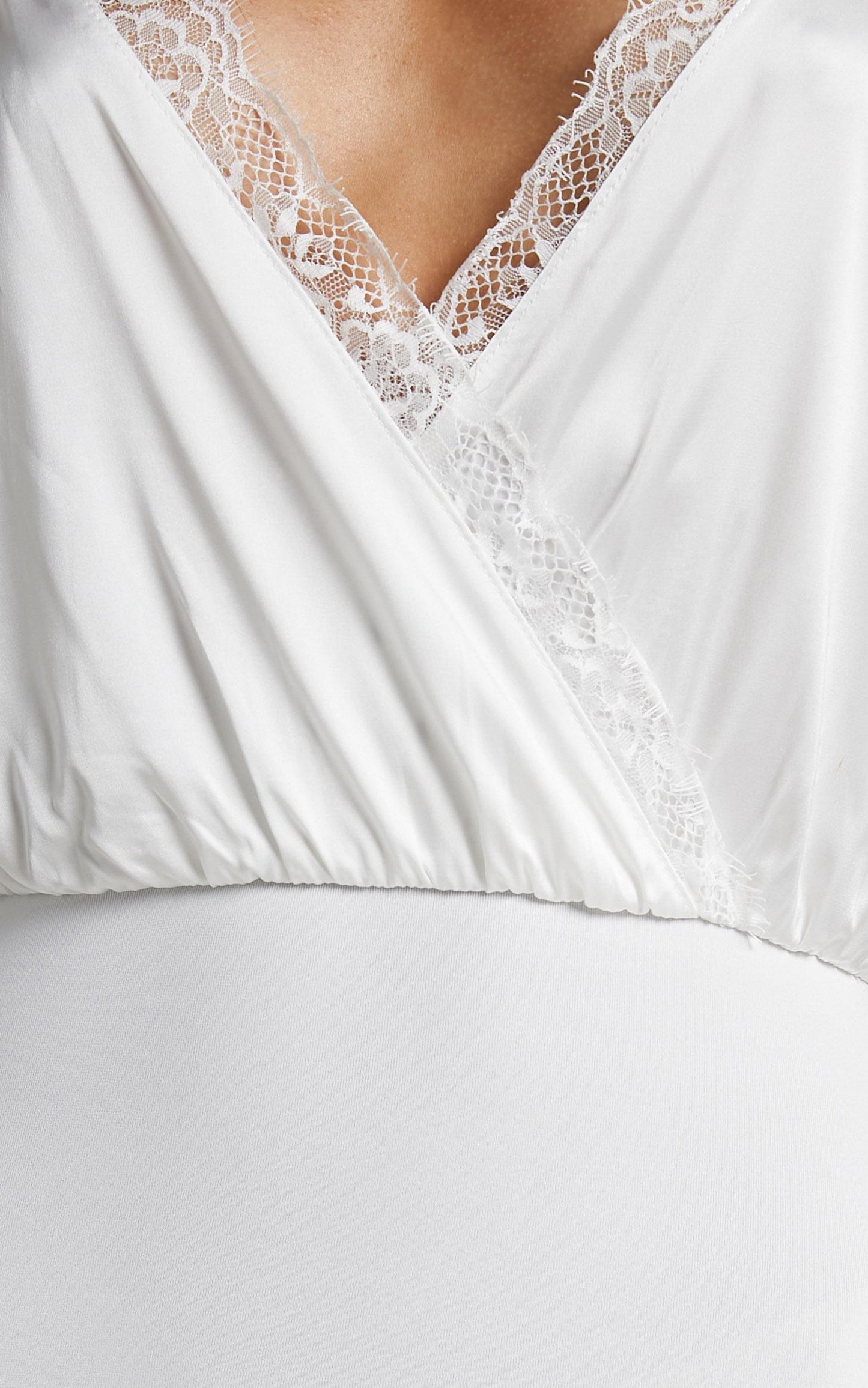 Welcome Home Bodysuit in White Satin