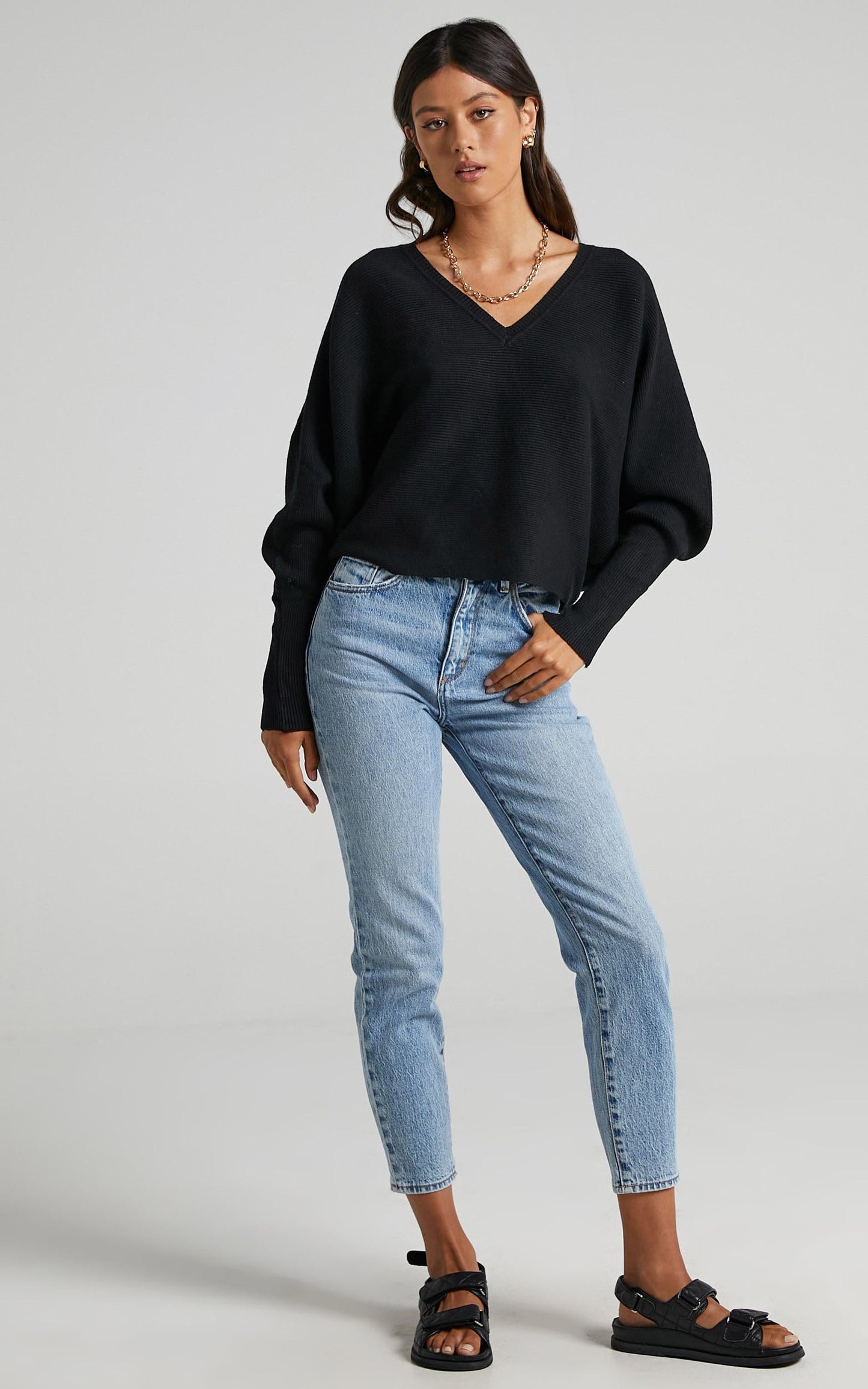 Winning At Life Knit Sweater in Black