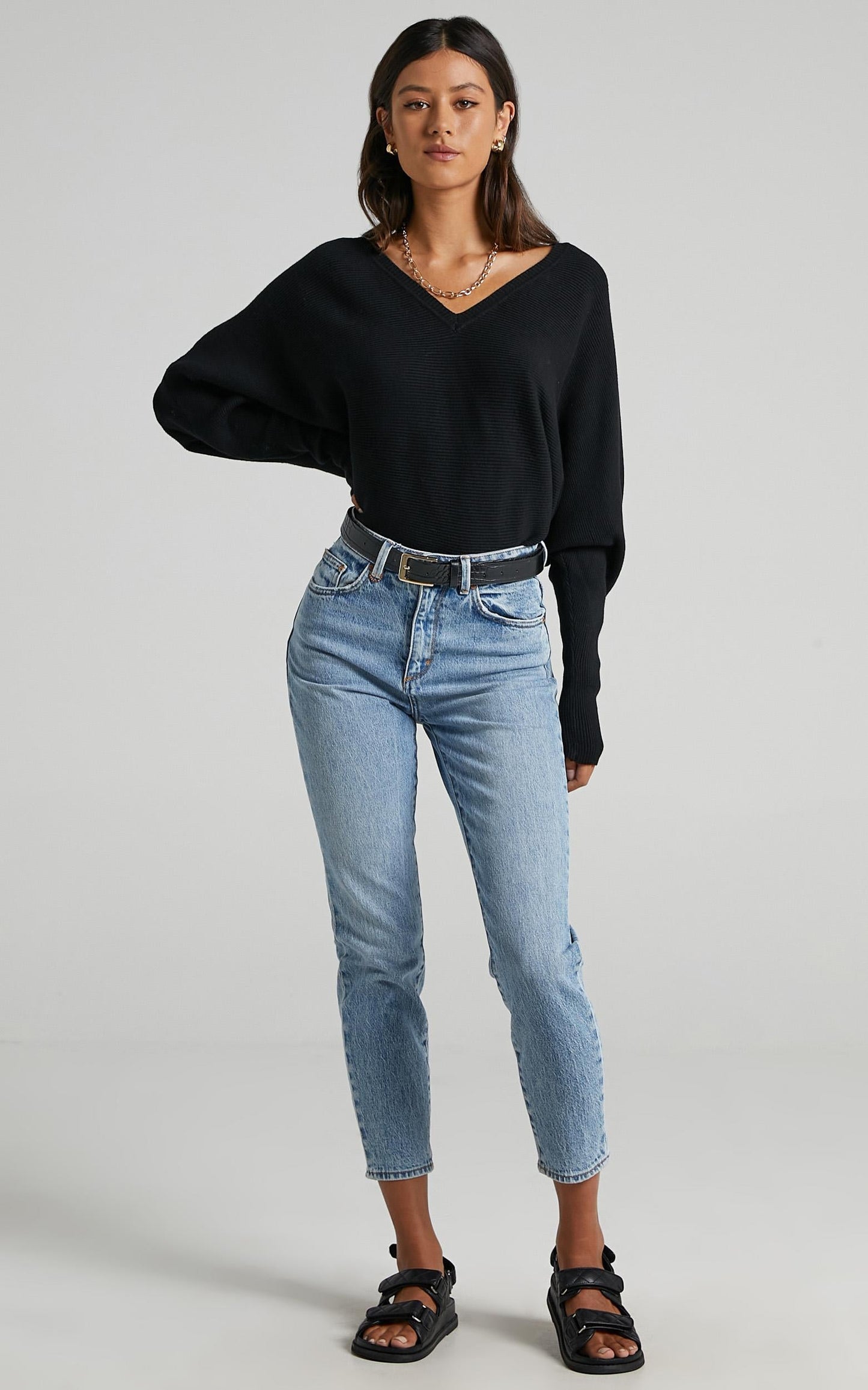 Winning At Life Knit Sweater in Black