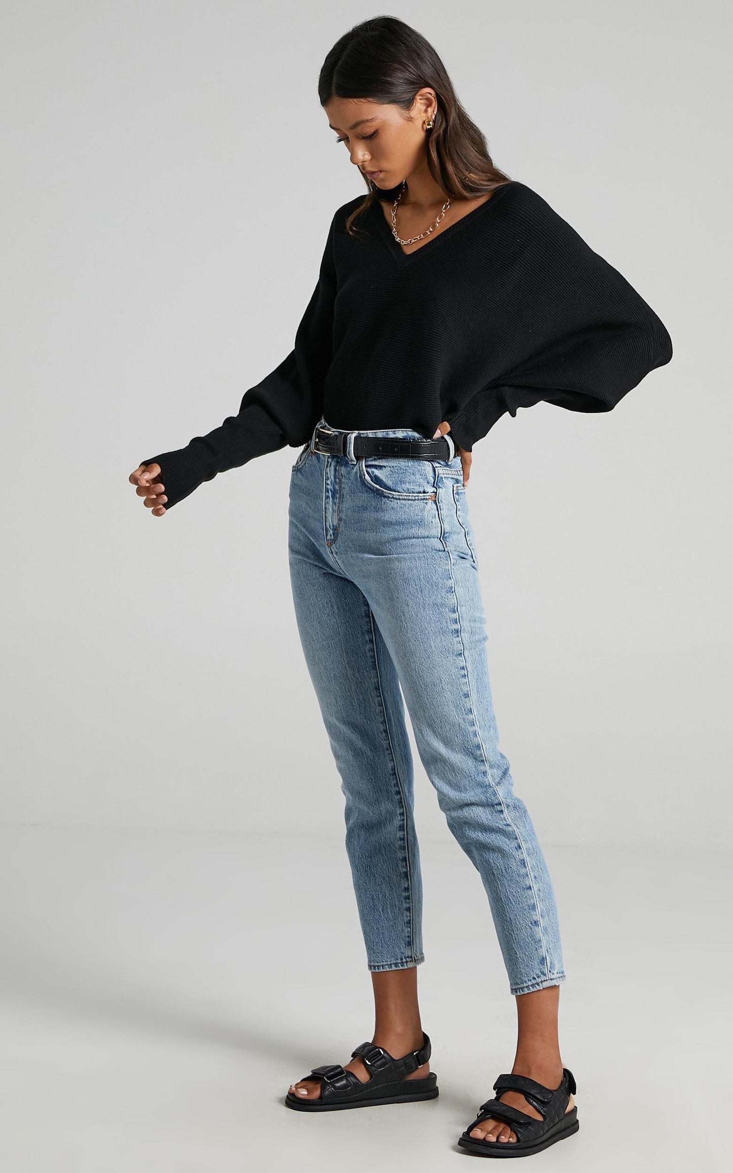 Winning At Life Knit Sweater in Black