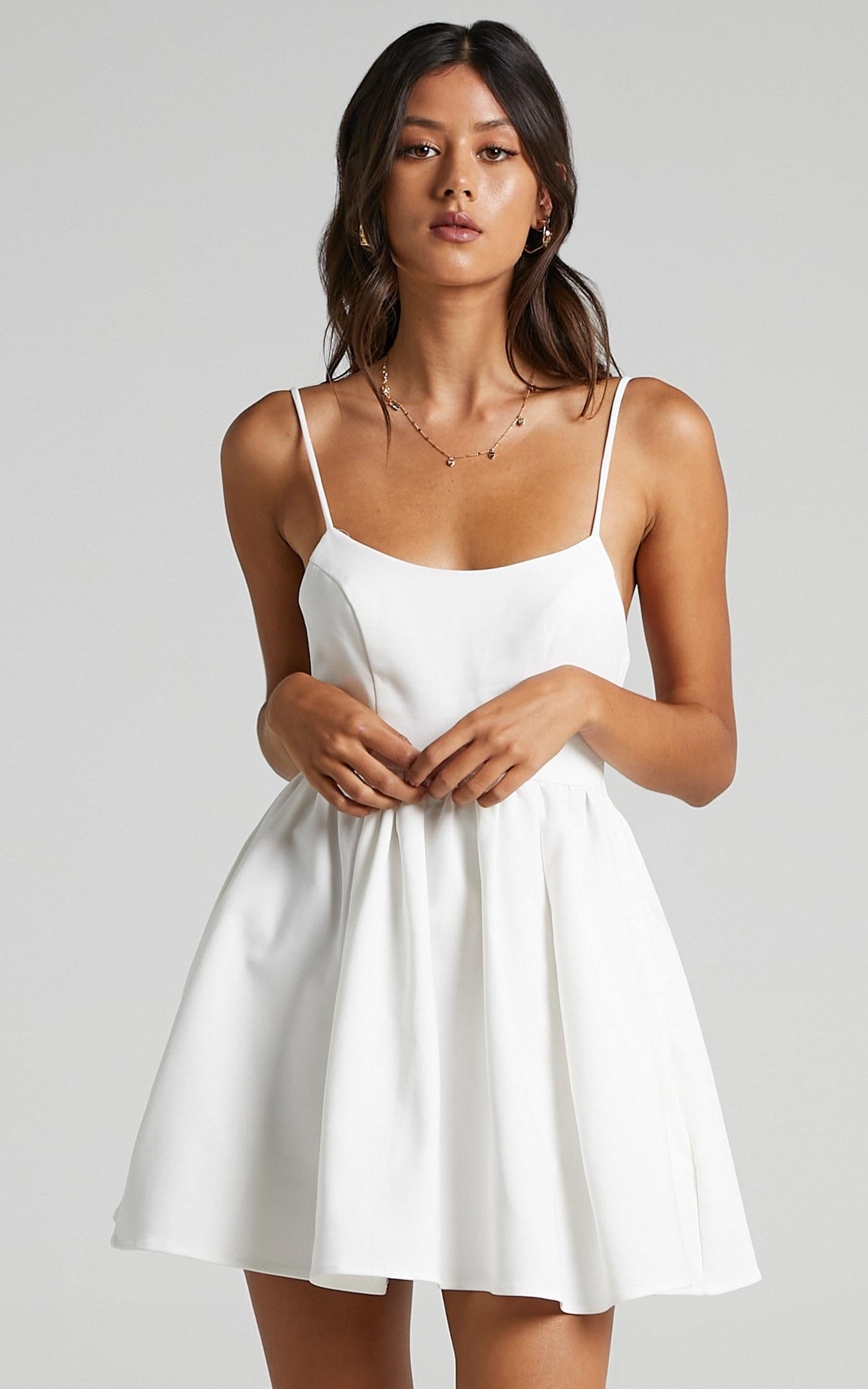 You Got Nothing To Prove Mini Dress - Strappy A-line Dress in White