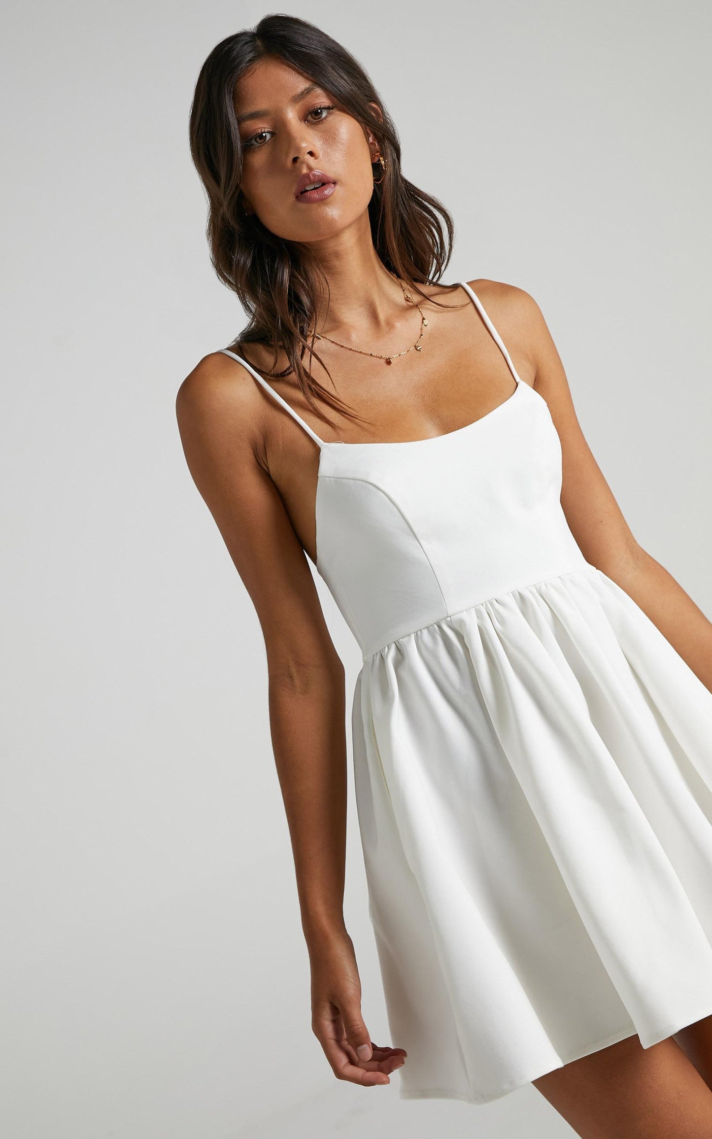 You Got Nothing To Prove Mini Dress - Strappy A-line Dress in White
