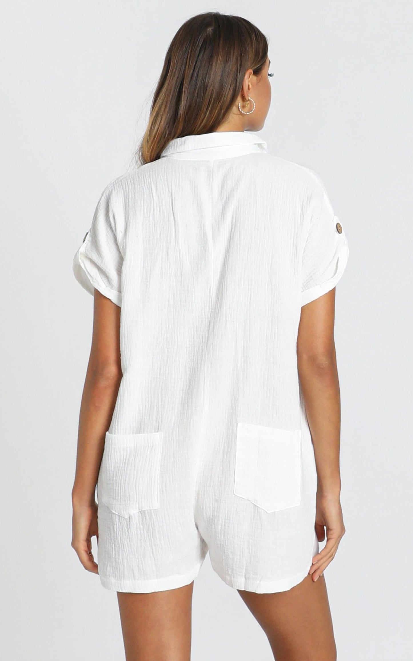Reta Textured Playsuit In White