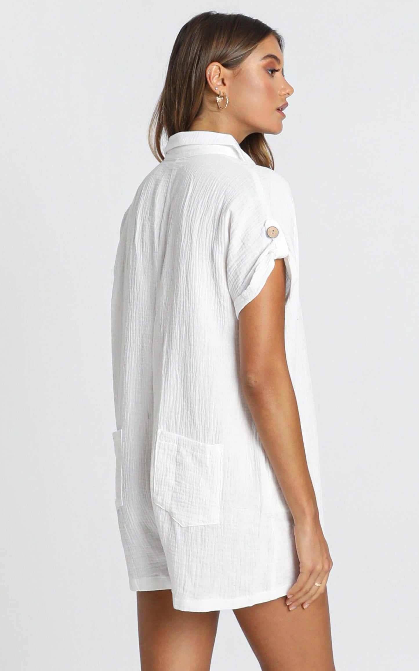 Reta Textured Playsuit In White