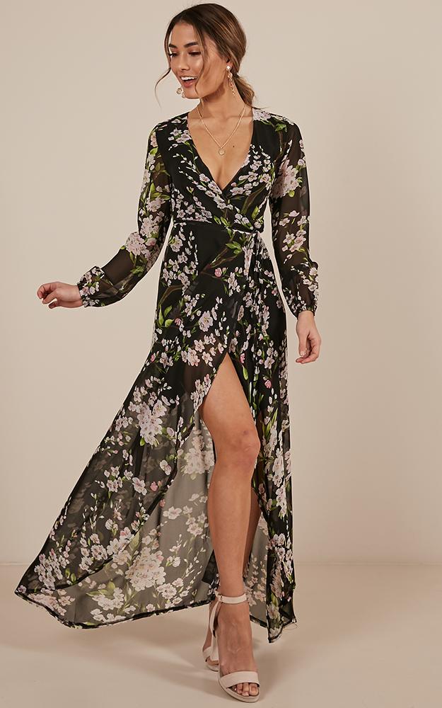 Autumn Falls Maxi Dress In Black Floral