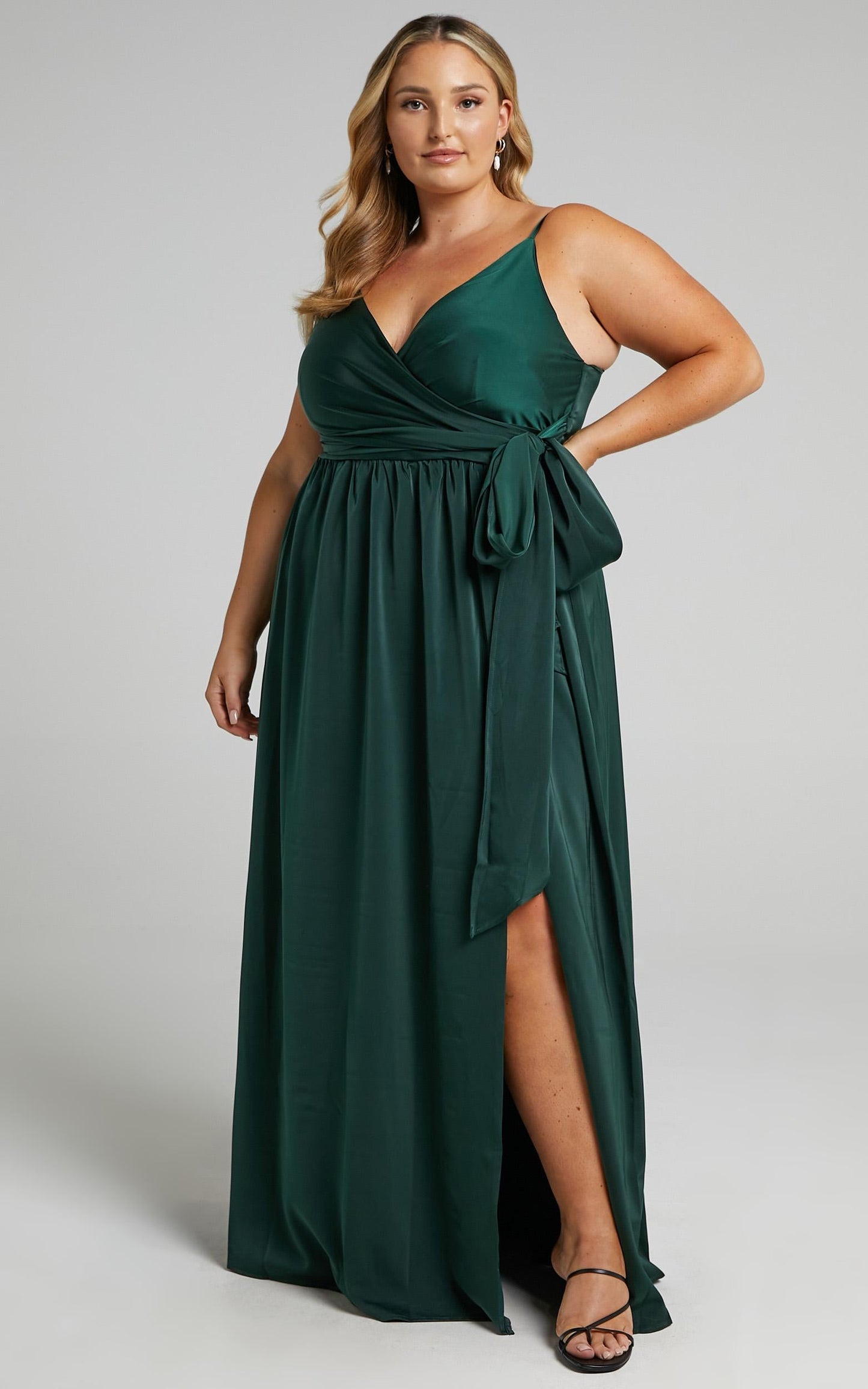 Revolve Around Me Midi Dress - V Neck Wrap Dress in Emerald