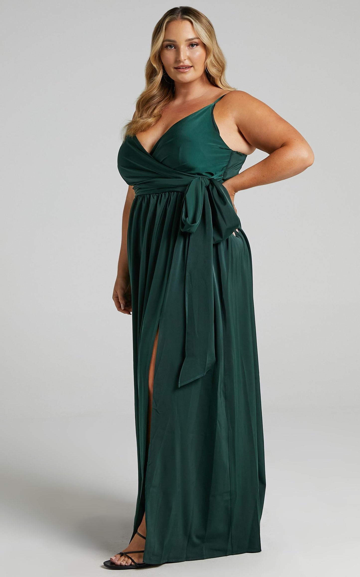 Revolve Around Me Midi Dress - V Neck Wrap Dress in Emerald