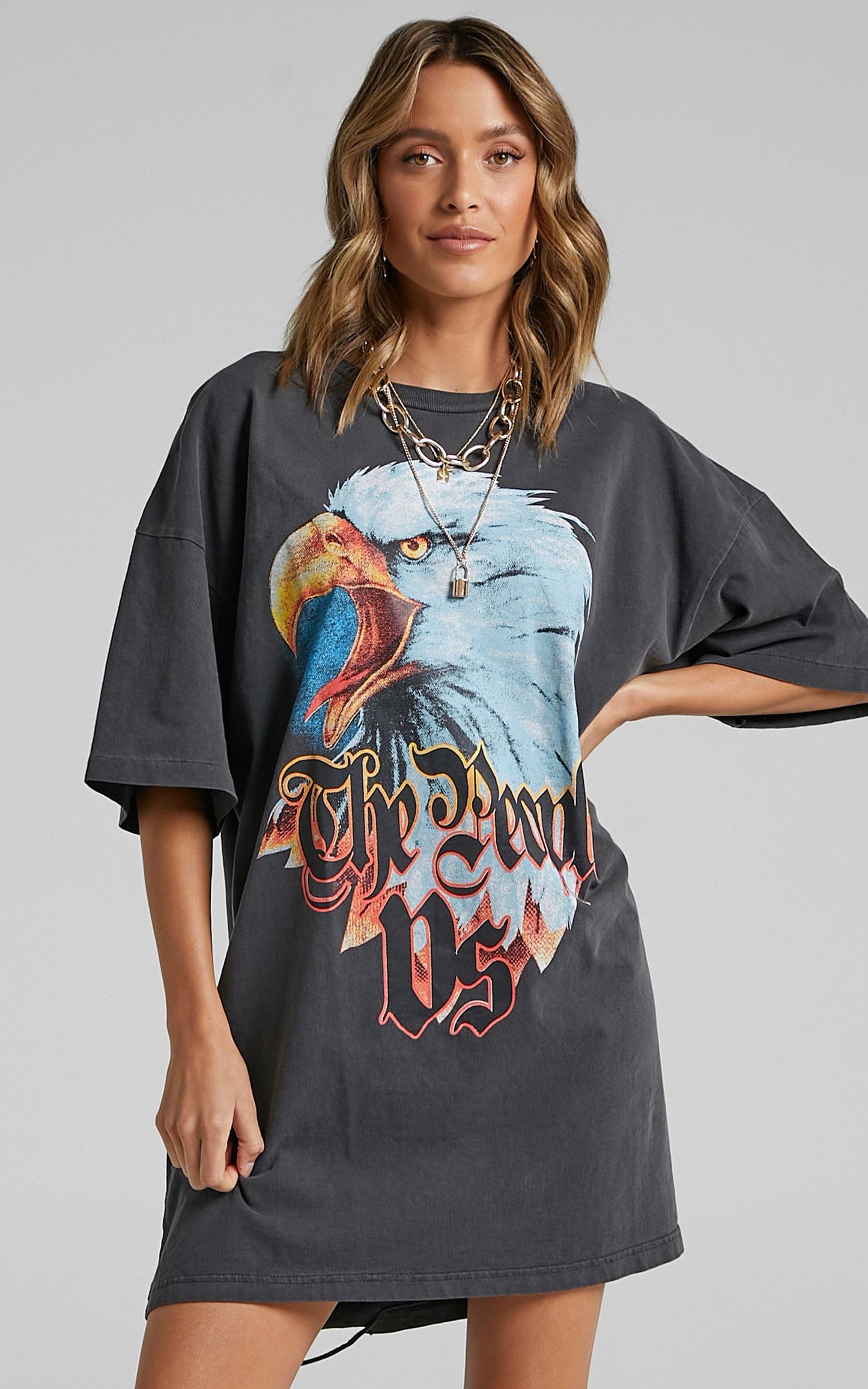 The People Vs - Righteous Eagle Tee Dress in Ultra Black