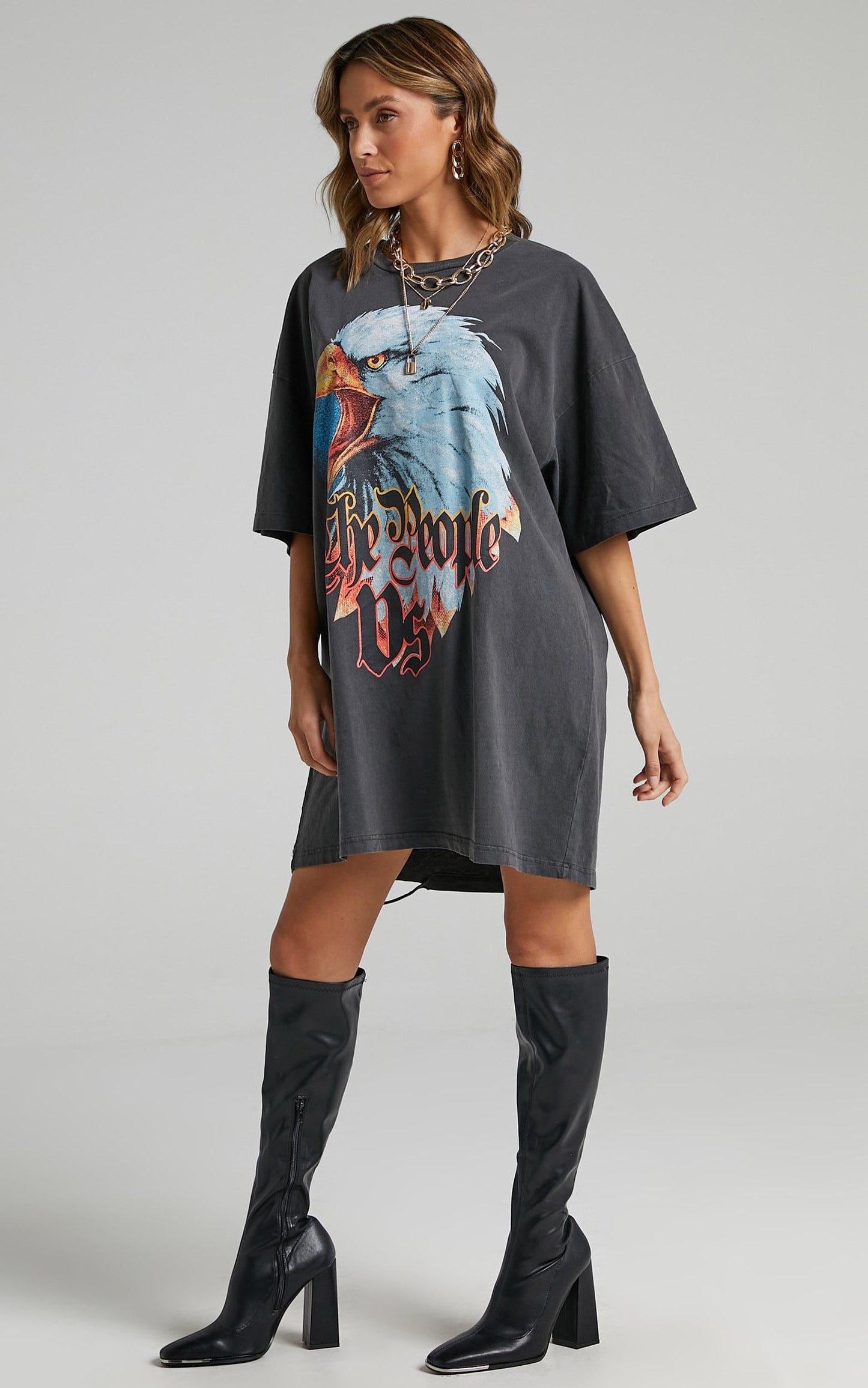 The People Vs - Righteous Eagle Tee Dress in Ultra Black