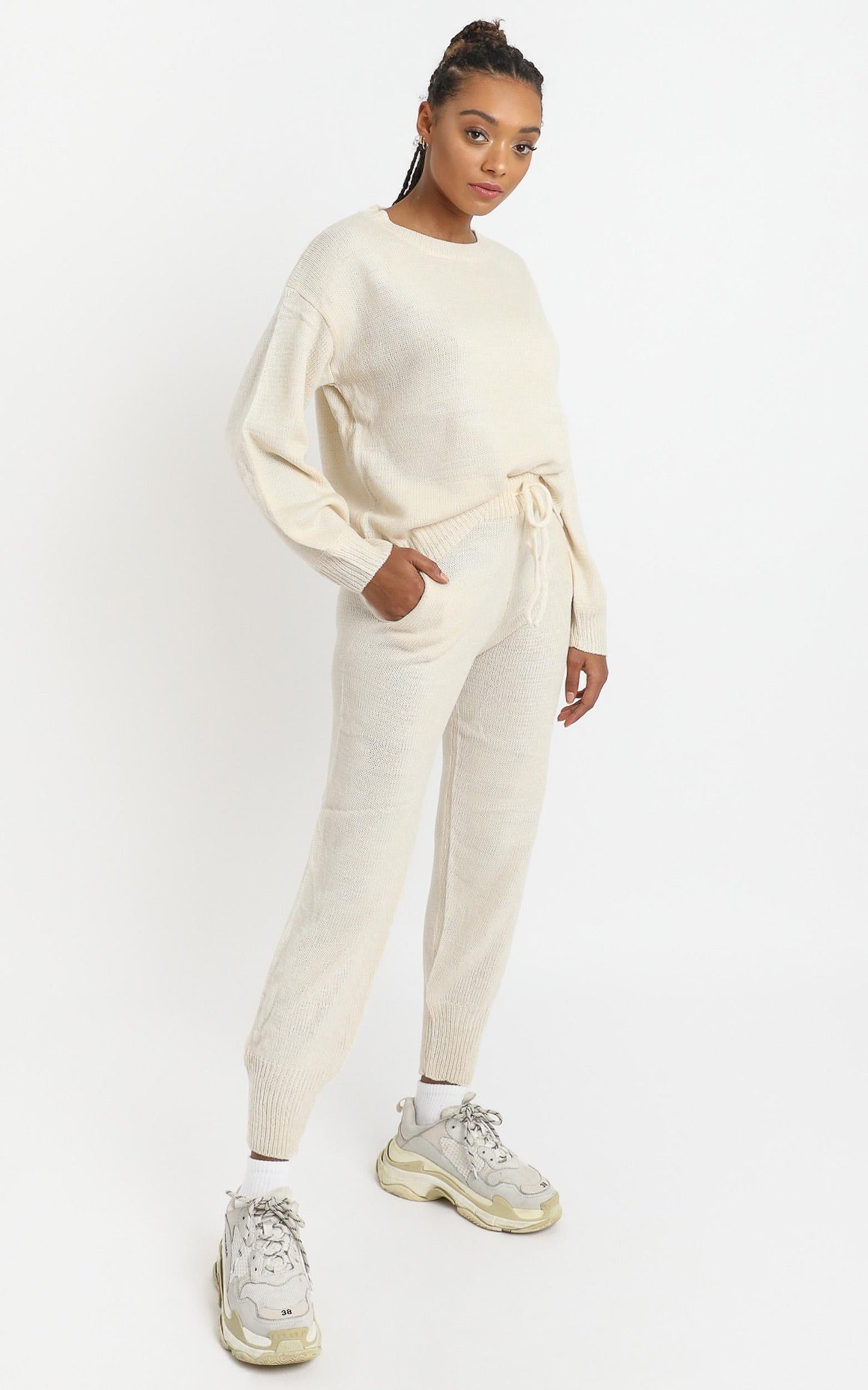 Riona Knit Two Piece Set in Cream