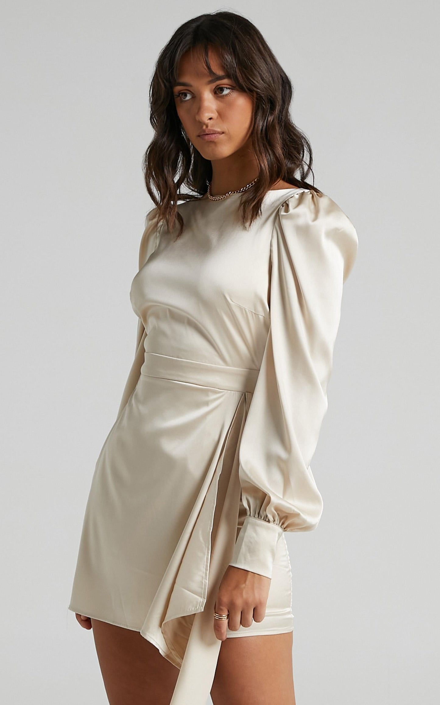 Rivka Dress in Champagne Satin