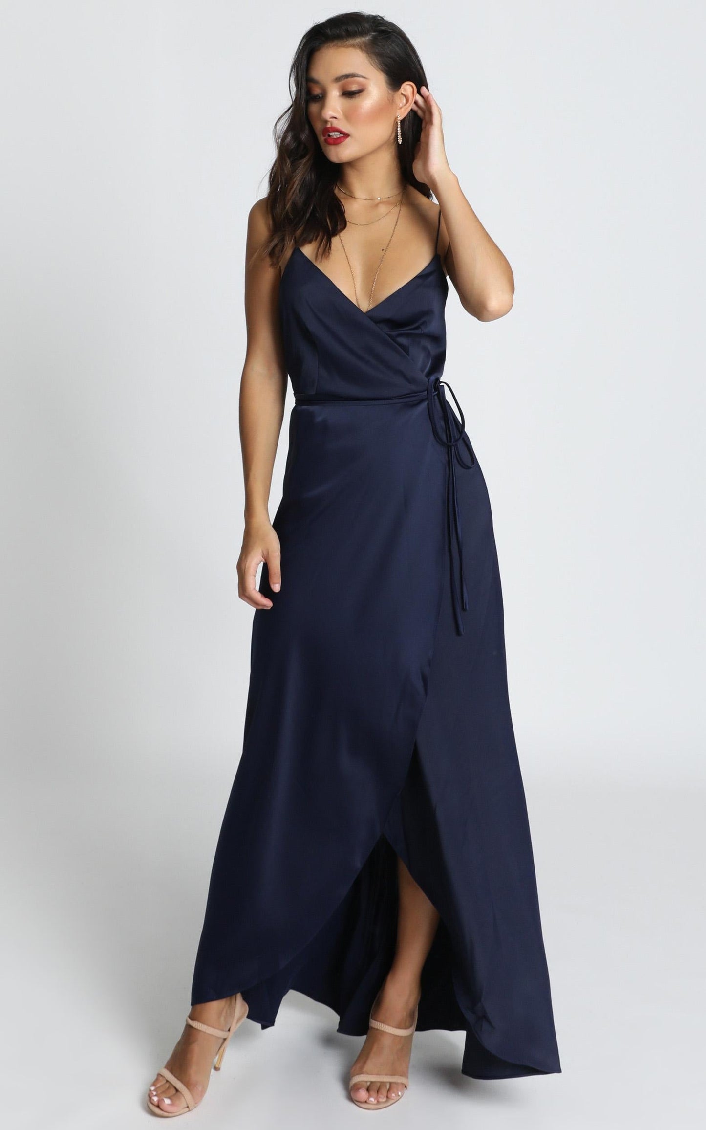 Mine Would Be You Dress in Navy Satin