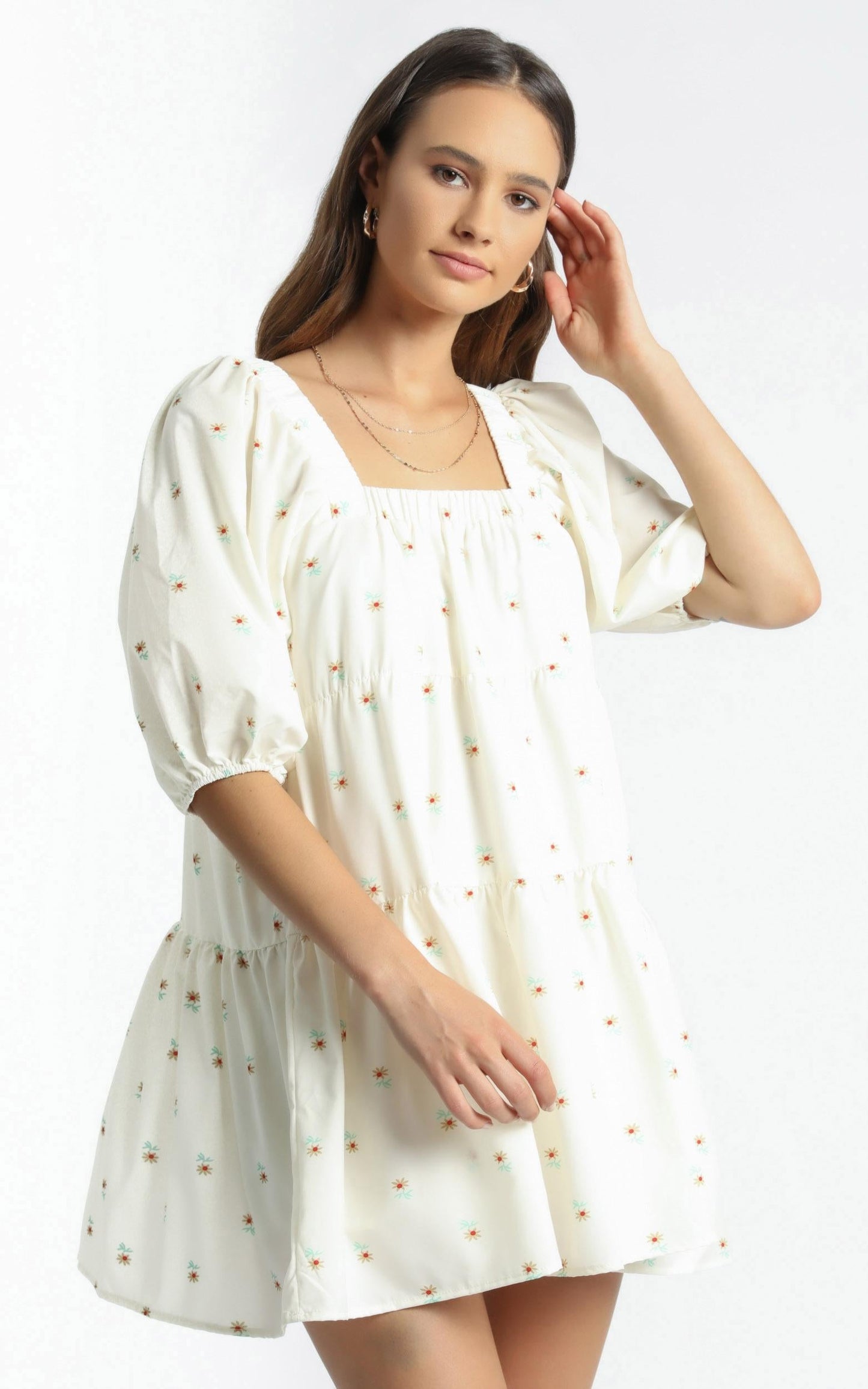 Aimee Dress in White Floral